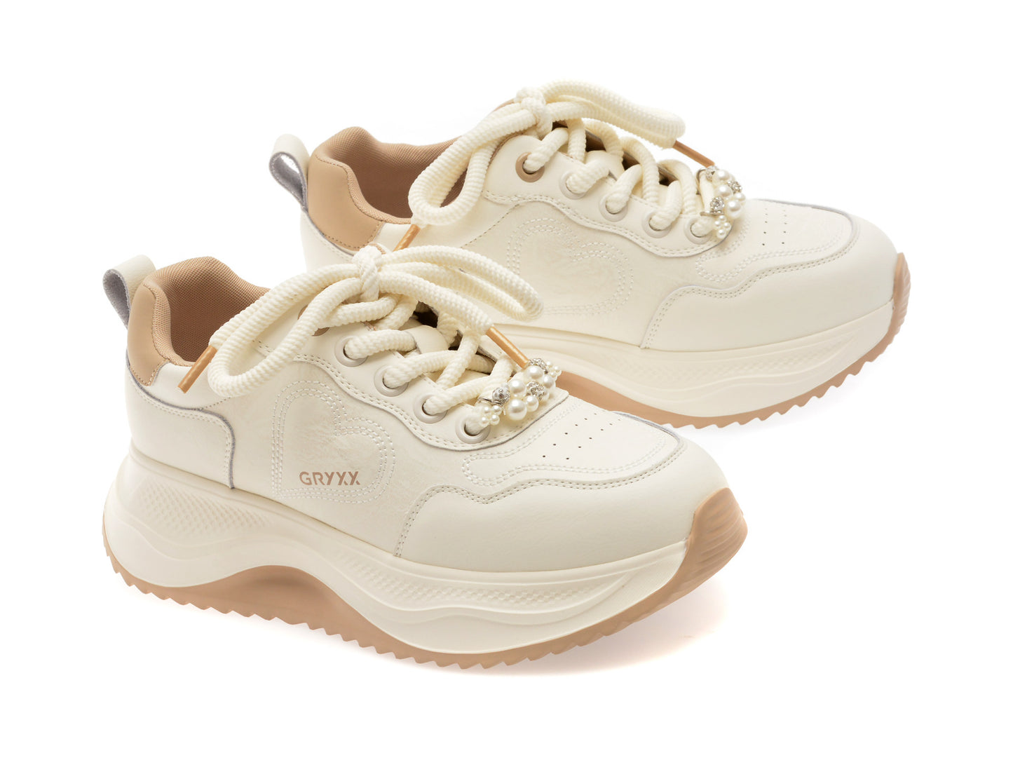 Pantofi sport GRYXA albi, 1165, din piele ecologica