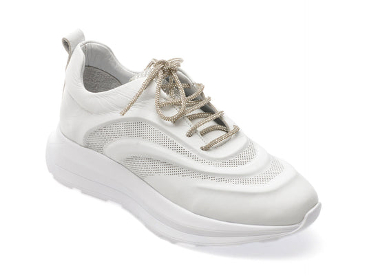 Pantofi sport GRYXA albi, 92241, din piele naturala