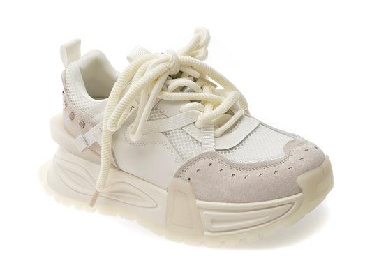 Pantofi sport GRYXA albi, 90511, din material textil
