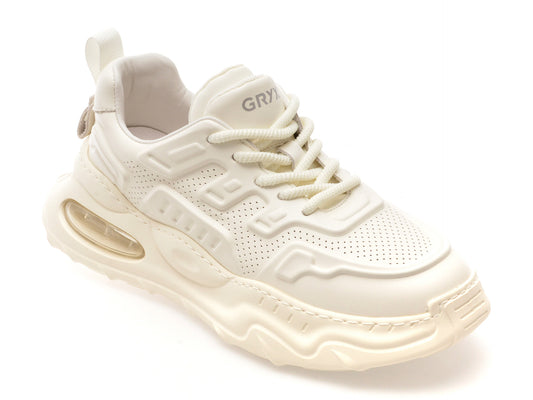 Pantofi sport GRYXA albi, 69005, din piele naturala