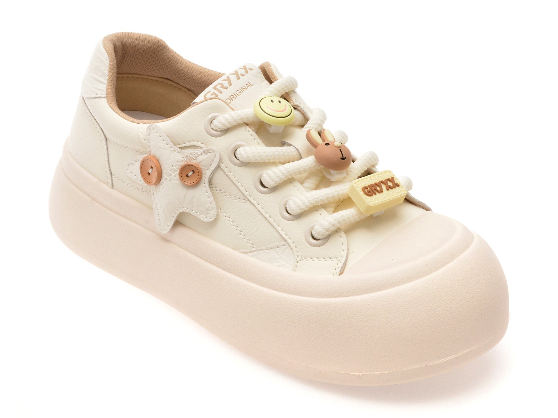 Pantofi sport GRYXA albi, 6857, din piele naturala