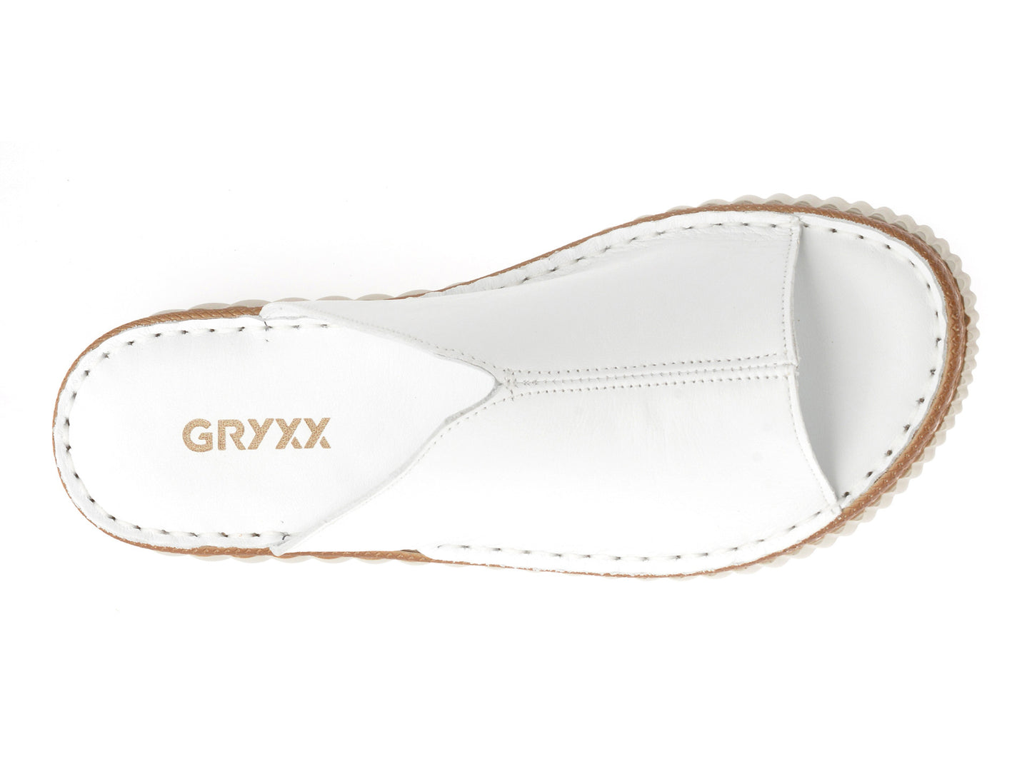 Papuci GRYXA albi, CS3213, din piele naturala