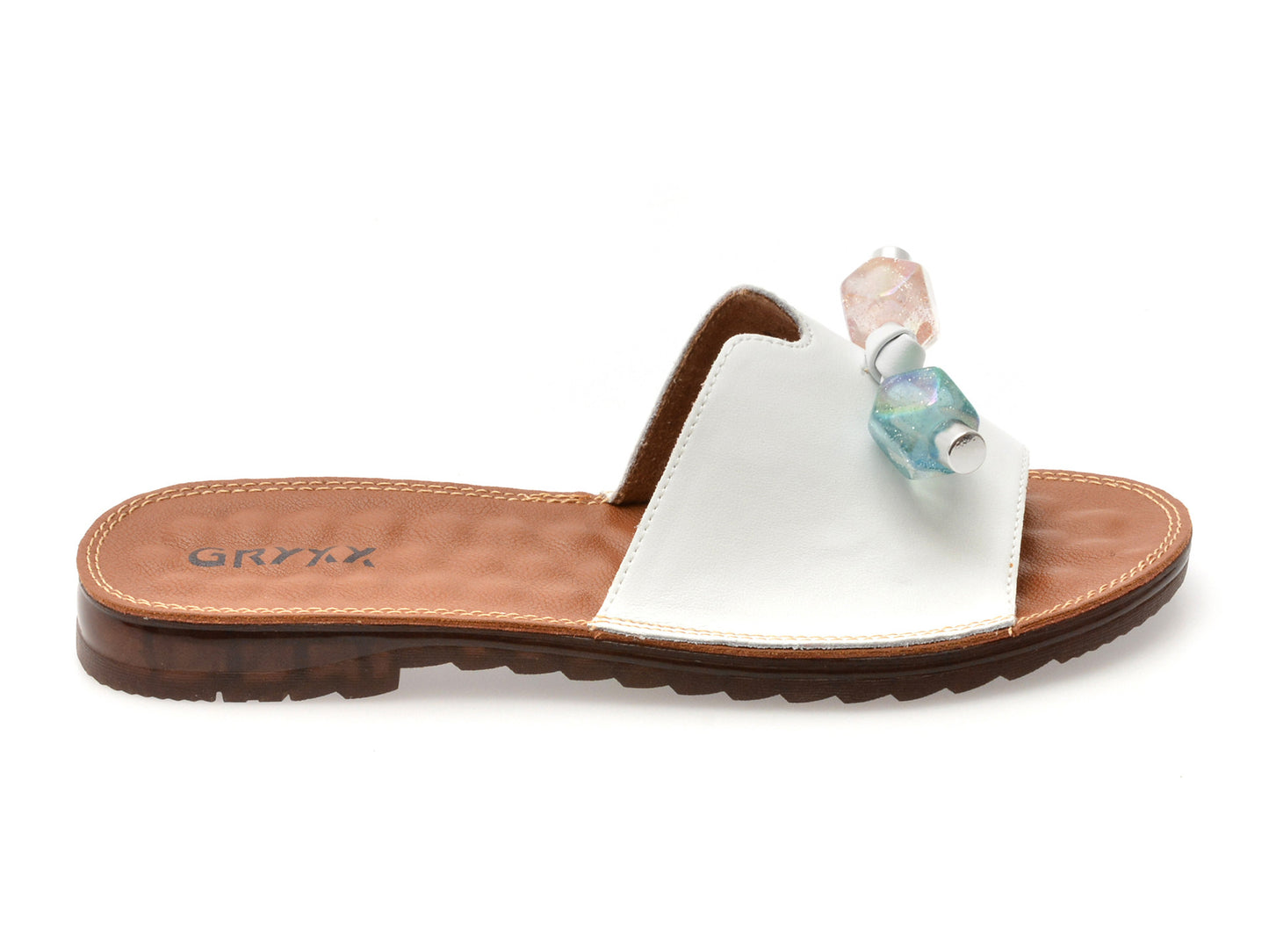 Papuci GRYXA gri, 82910, din piele naturala