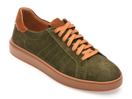 Pantofi sport GRYXA kaki, MB1420, din piele intoarsa