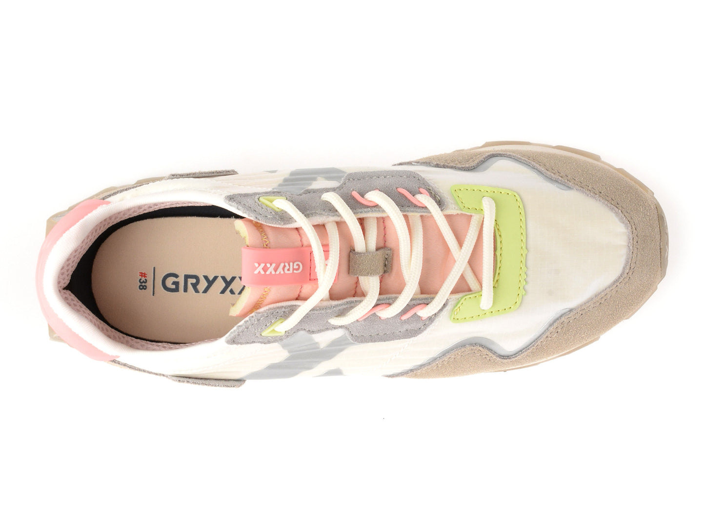 Pantofi sport GRYXA albi, 40061W, din material textil