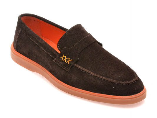 Mocasini GRYXA maro, LP100, din piele intoarsa