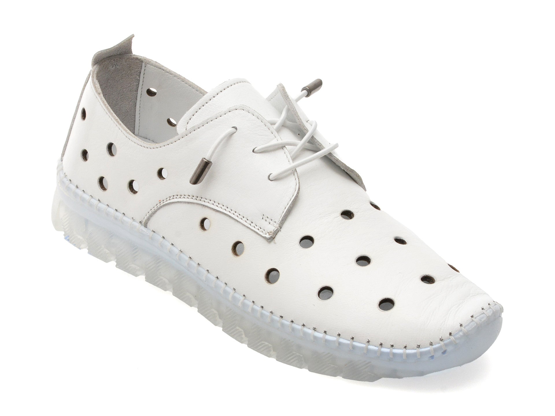 Pantofi GRYXA albi, MN8006, din piele naturala