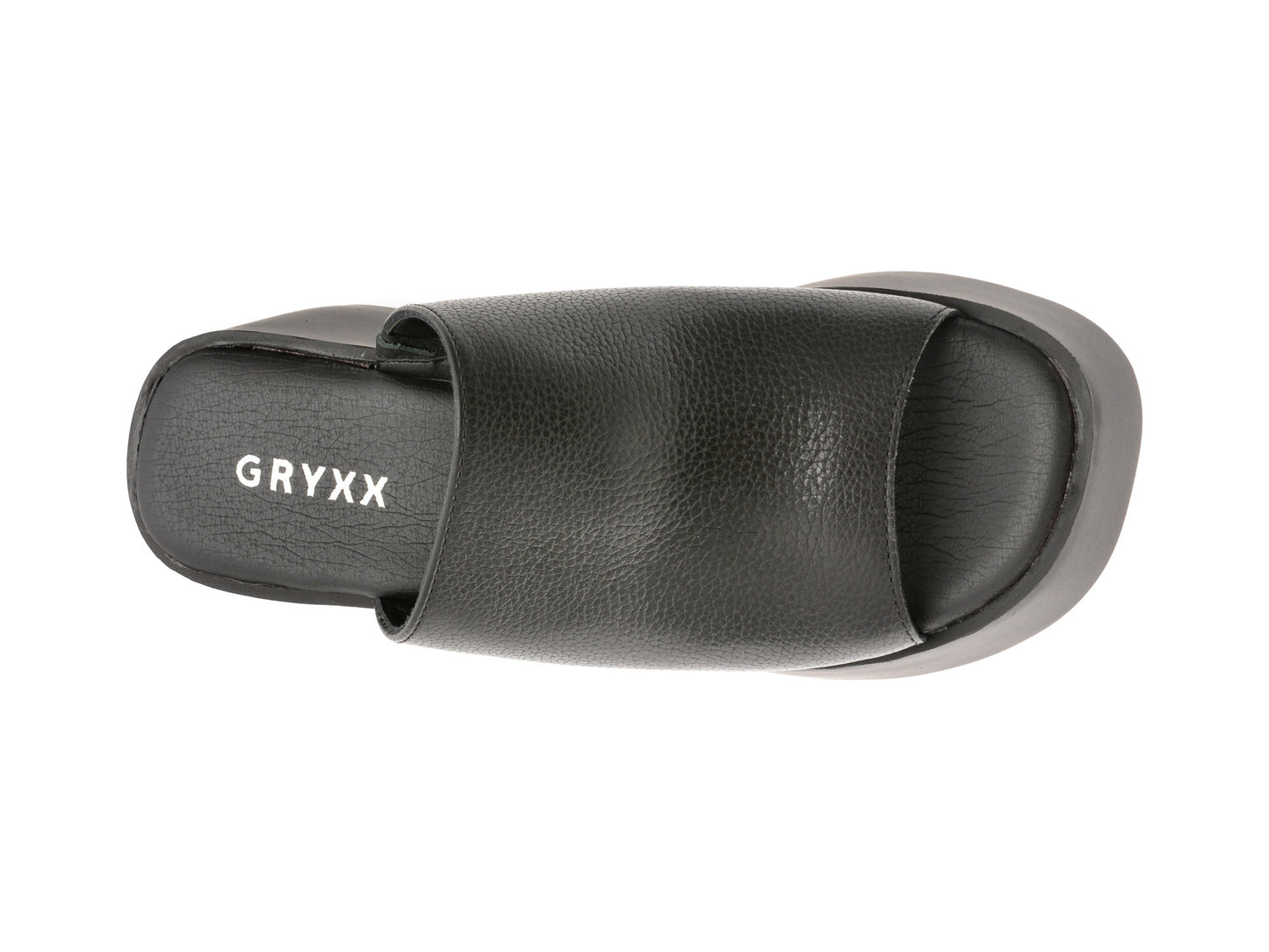 Papuci GRYXA negri, 366002, din piele naturala