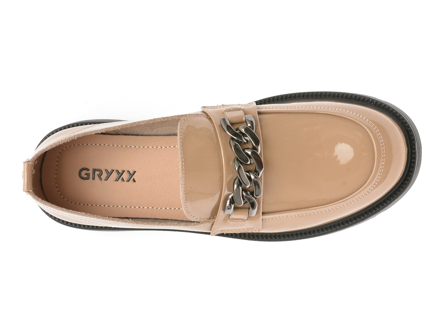 Mocasini GRYXA gri, 911, din piele naturala lacuita