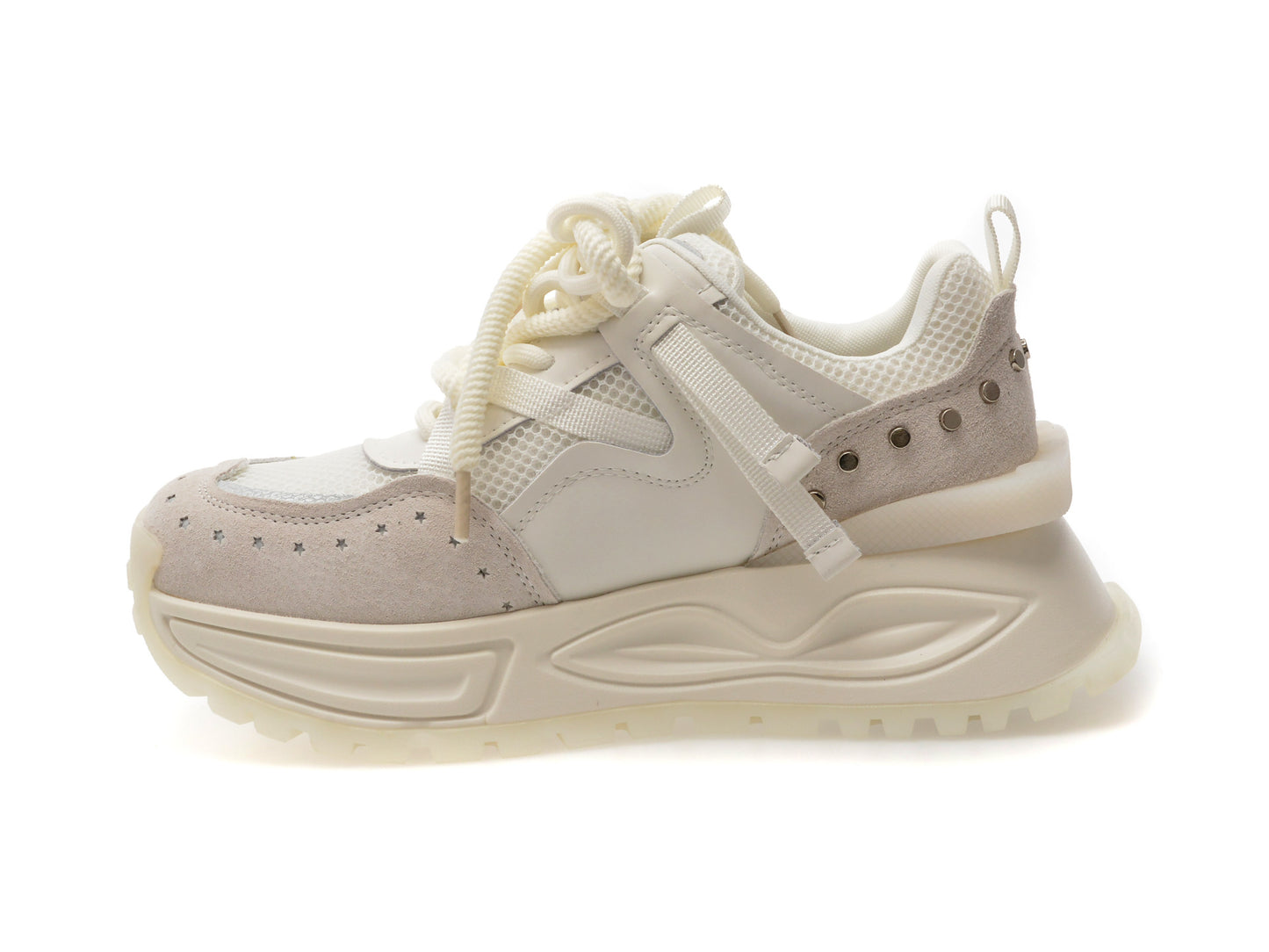 Pantofi sport GRYXA albi, 90511, din material textil