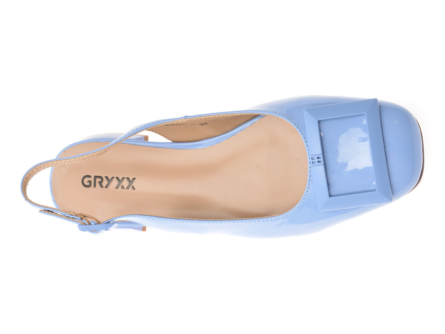 Pantofi GRYXA albastri, 63003, din piele naturala lacuita