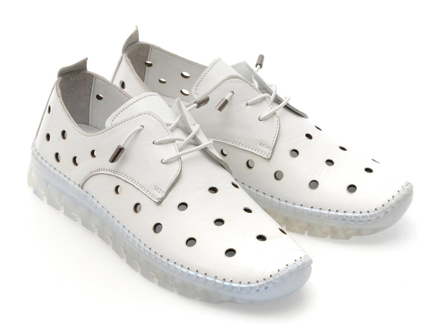Pantofi GRYXA albi, MN8006, din piele naturala