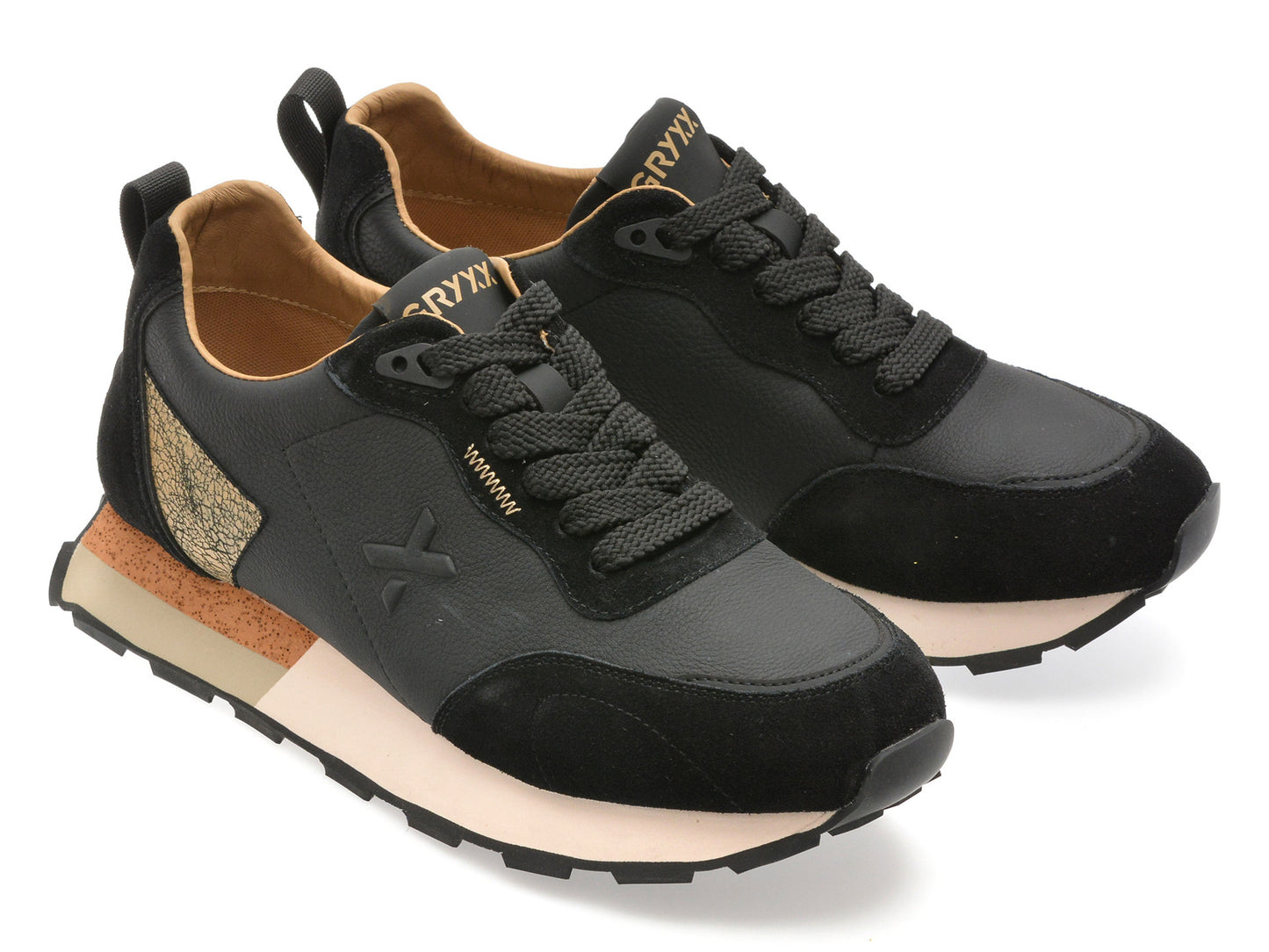 Pantofi sport GRYXA negri, 110169, din piele naturala