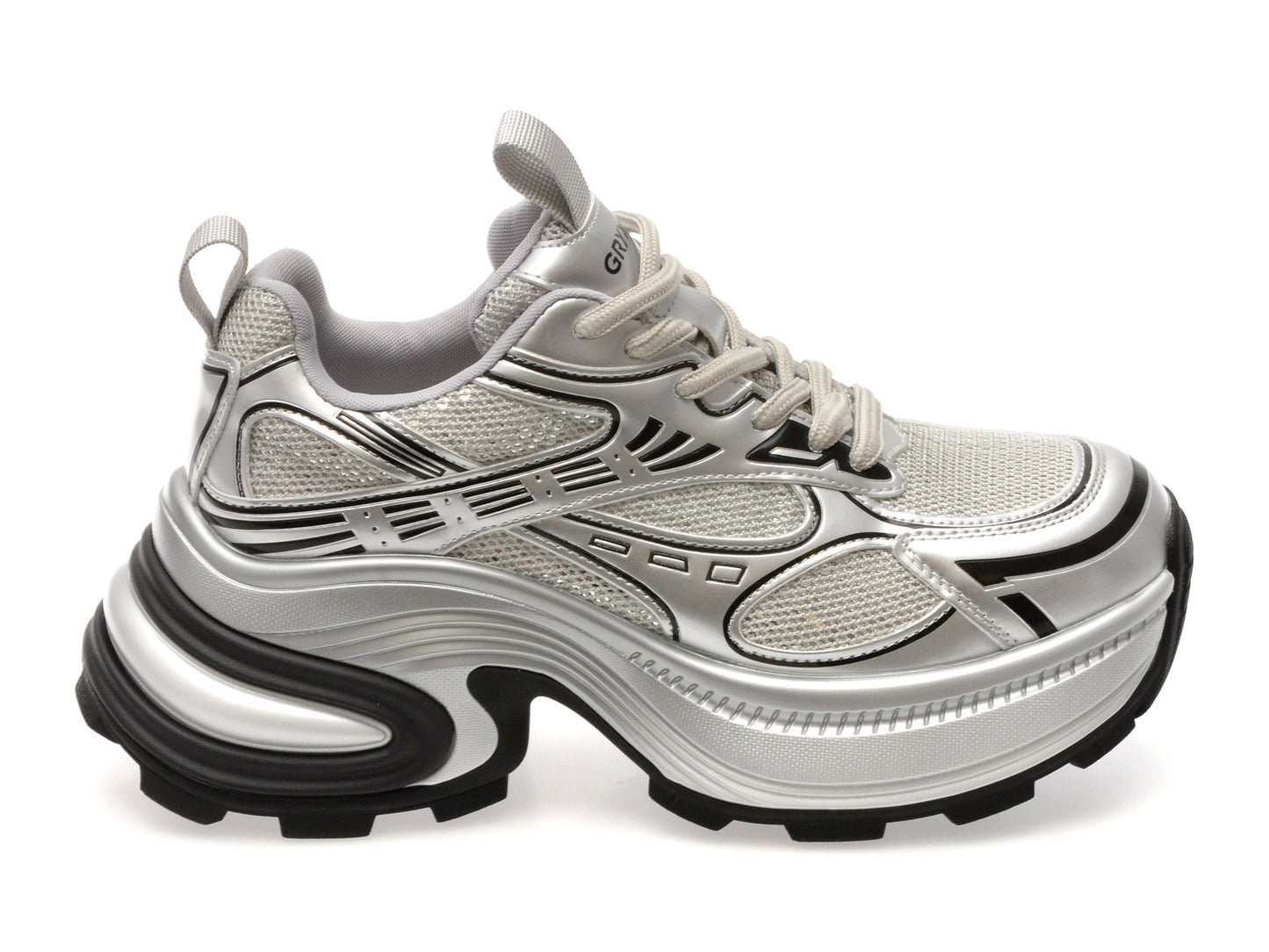 Pantofi sport GRYXA argintii, 1199, din material textil