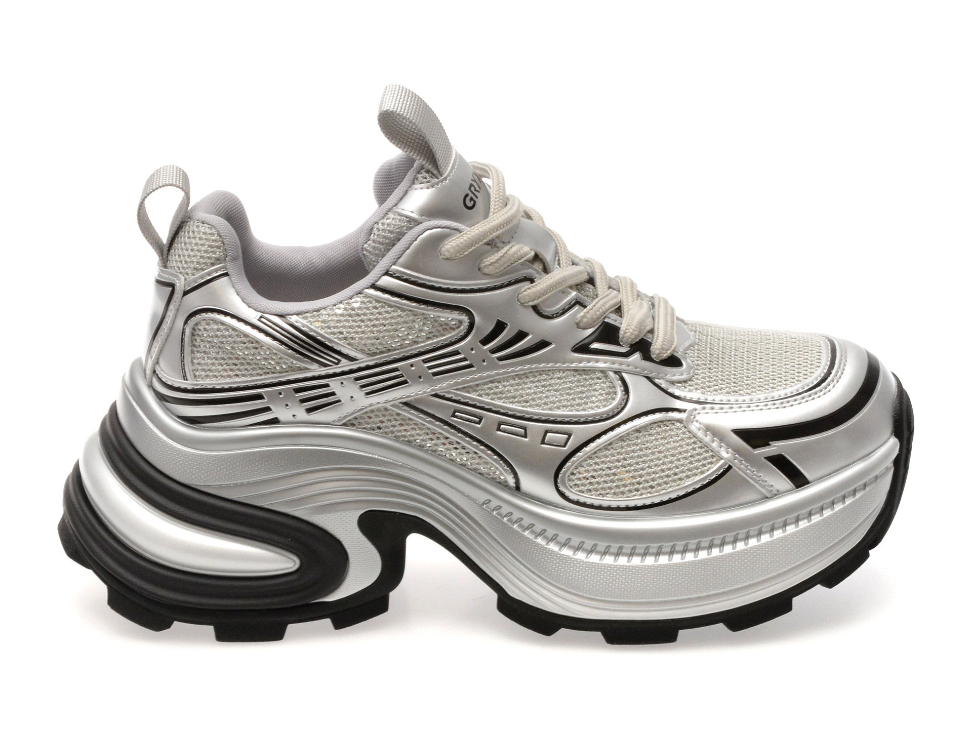 Pantofi sport GRYXA argintii, 1199, din material textil