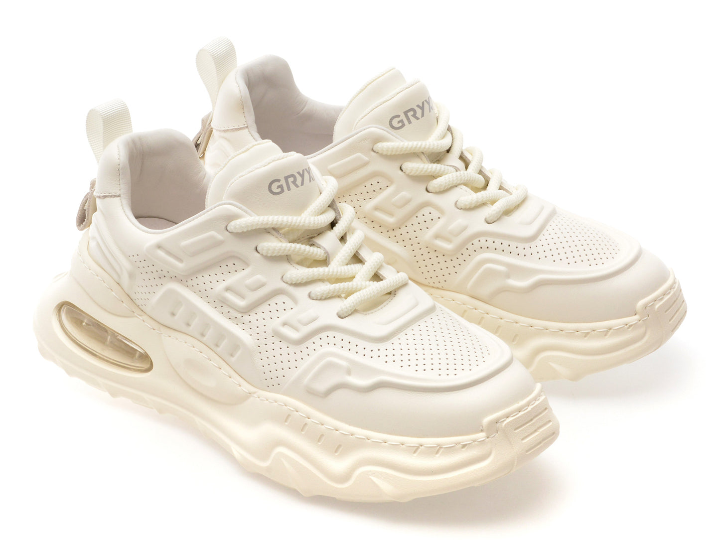Pantofi sport GRYXA albi, 69005, din piele naturala