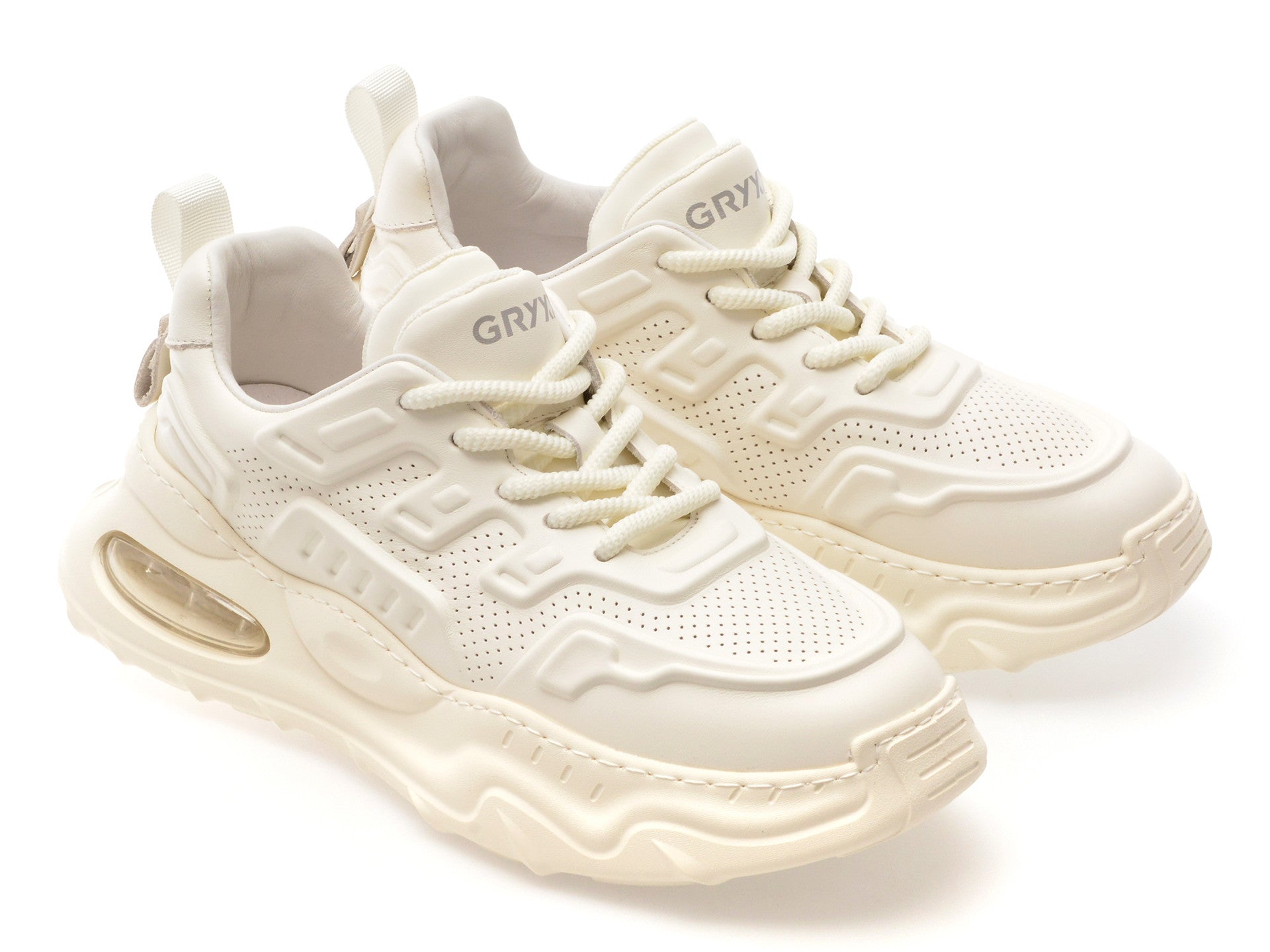 Pantofi sport GRYXA albi, 69005, din piele naturala