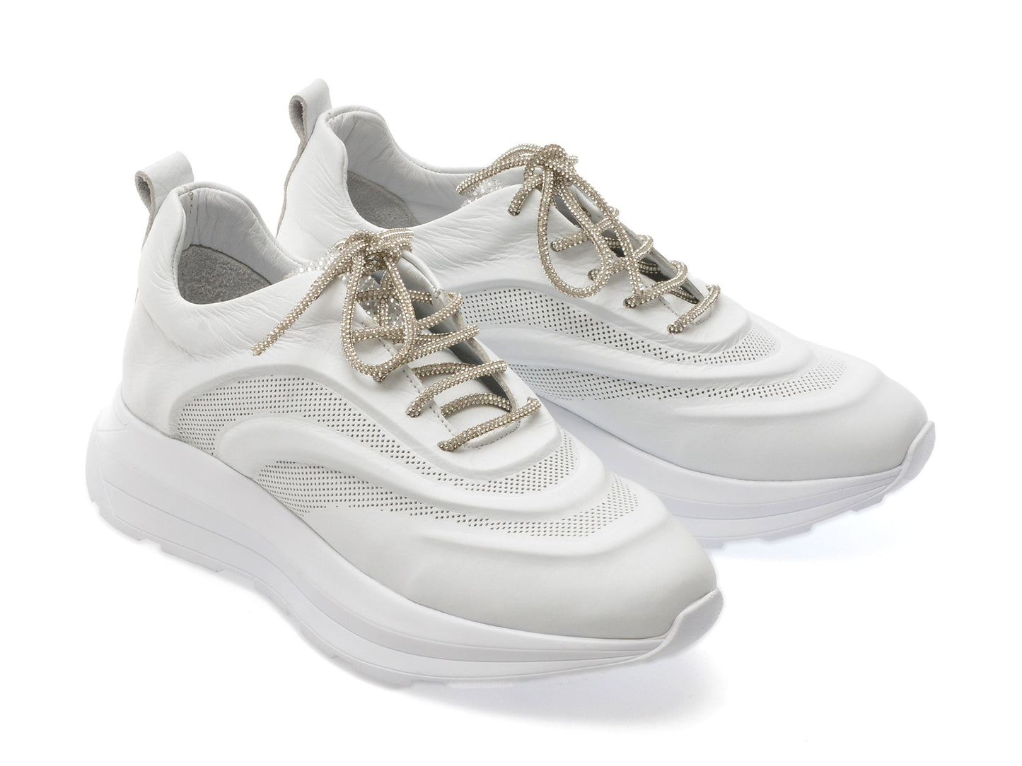 Pantofi sport GRYXA albi, 92241, din piele naturala