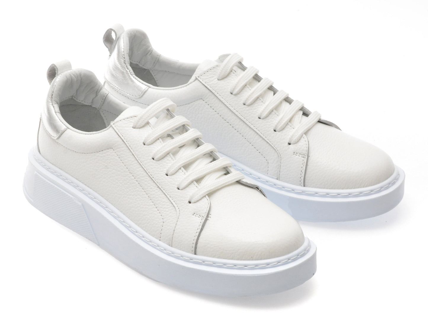 Pantofi sport GRYXA albi, MN2320, din piele naturala