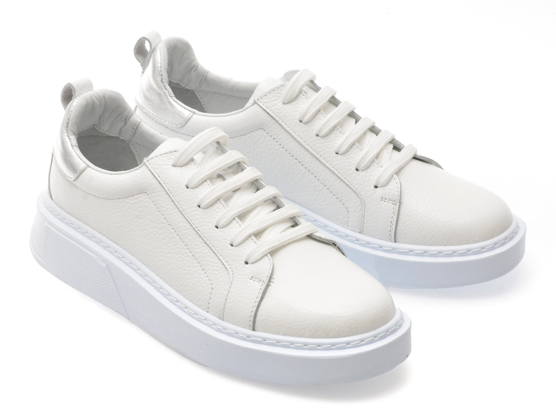 Pantofi sport GRYXA albi, MN2320, din piele naturala