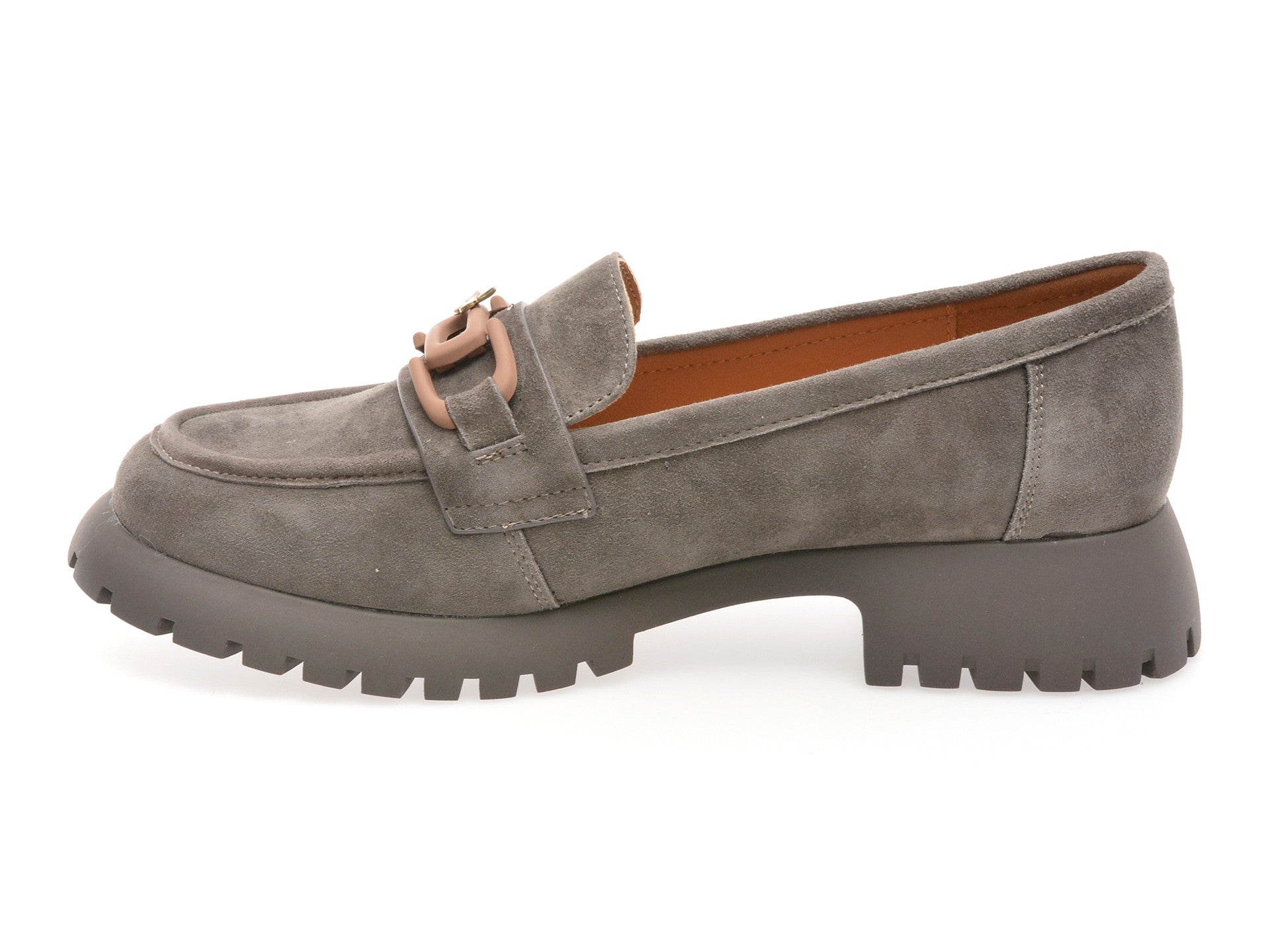 Mocasini GRYXA gri, V856G45, din piele intoarsa