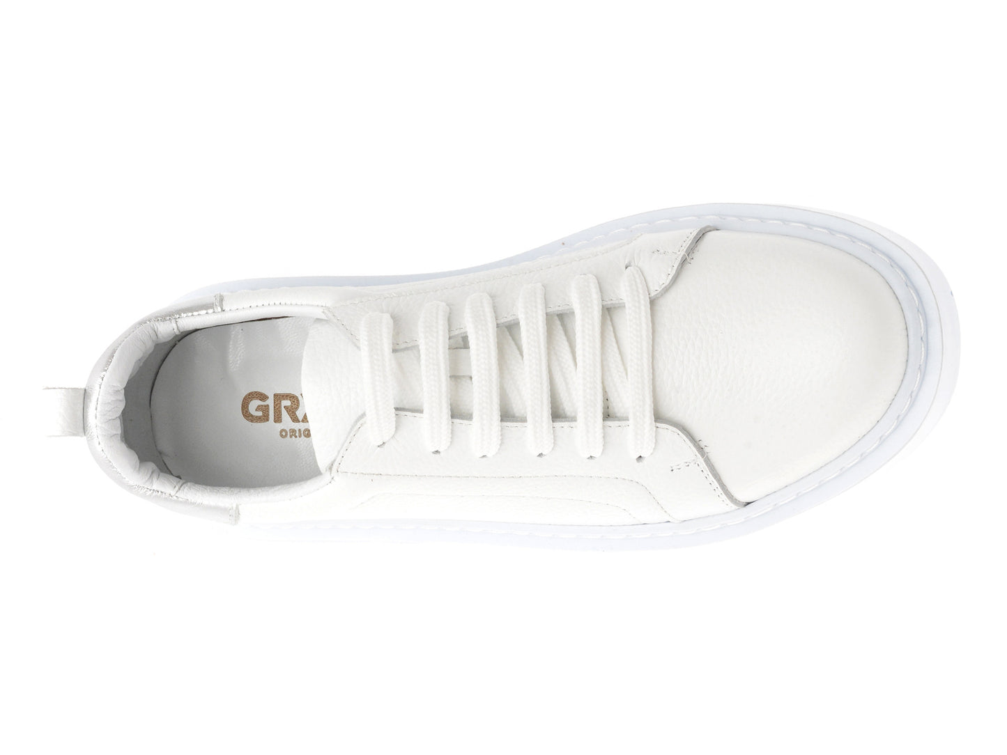 Pantofi sport GRYXA albi, MN2320, din piele naturala