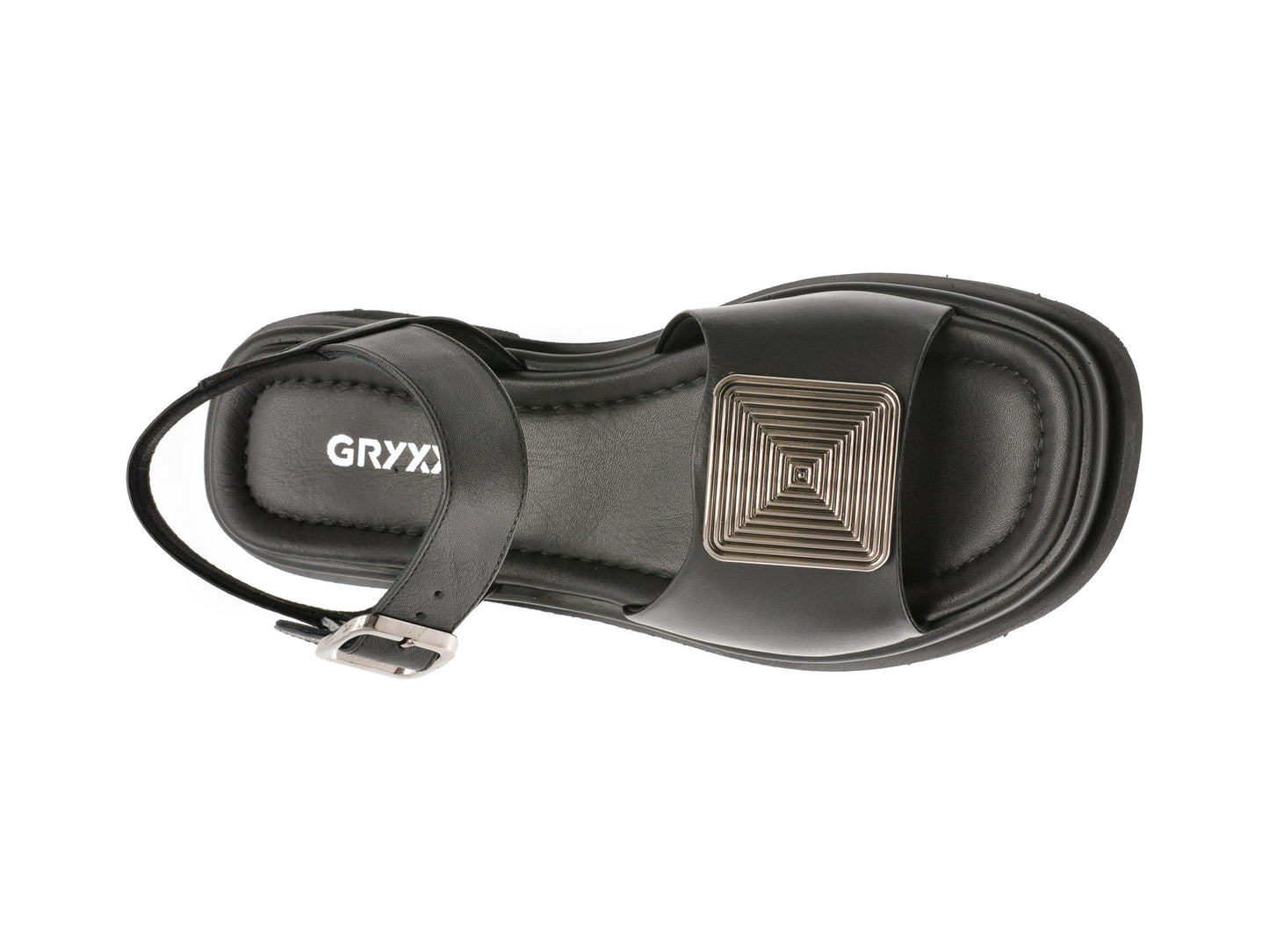 Sandale GRYXA negre, 220380, din piele naturala
