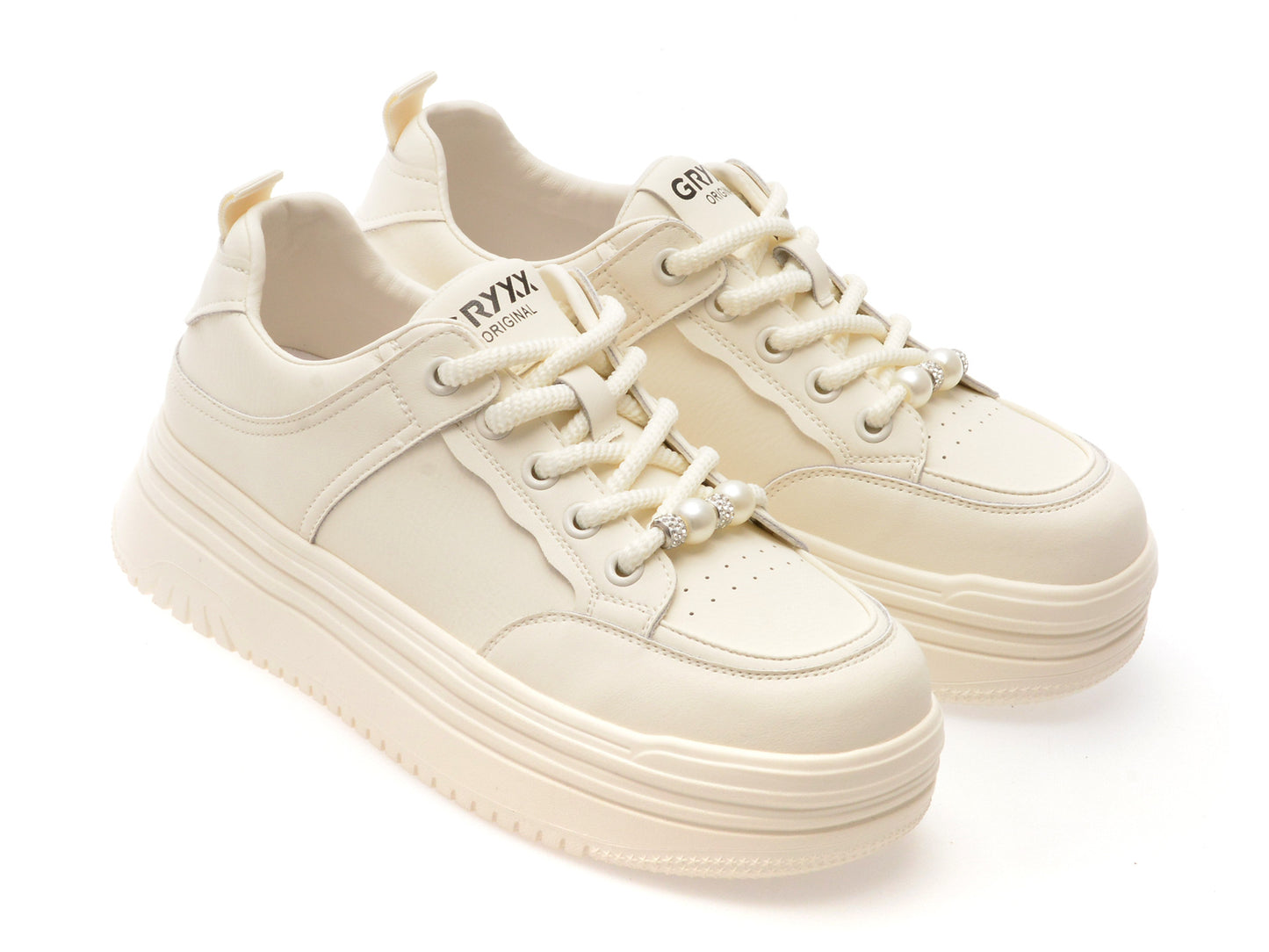 Pantofi sport GRYXA albi, 1701, din piele naturala