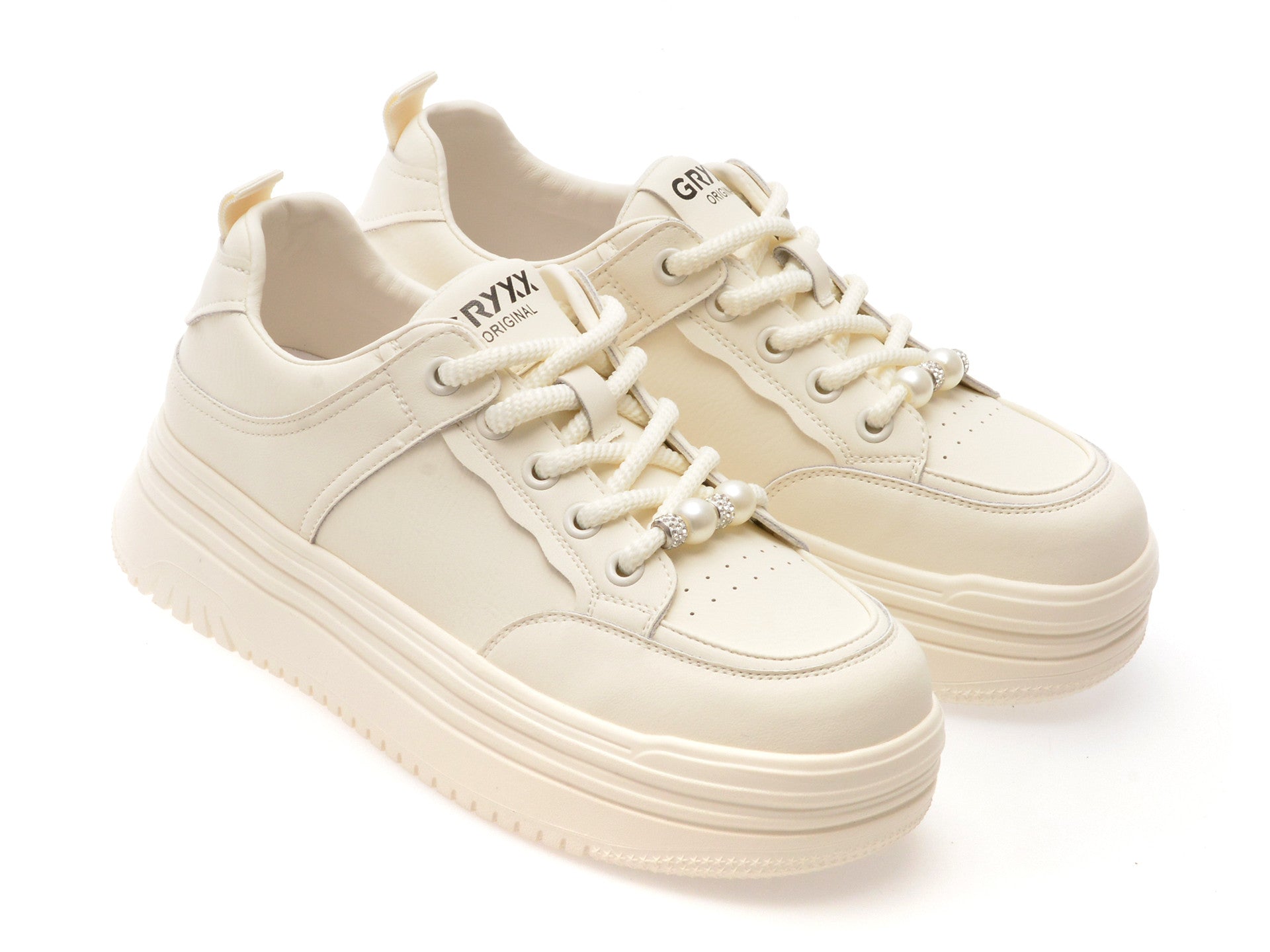 Pantofi sport GRYXA albi, 1701, din piele naturala