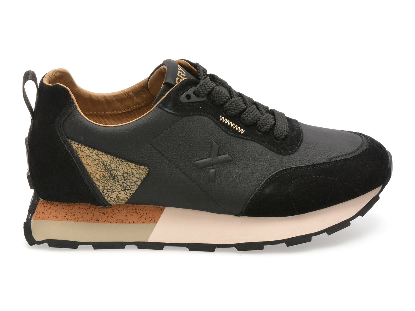 Pantofi sport GRYXA negri, 110169, din piele naturala