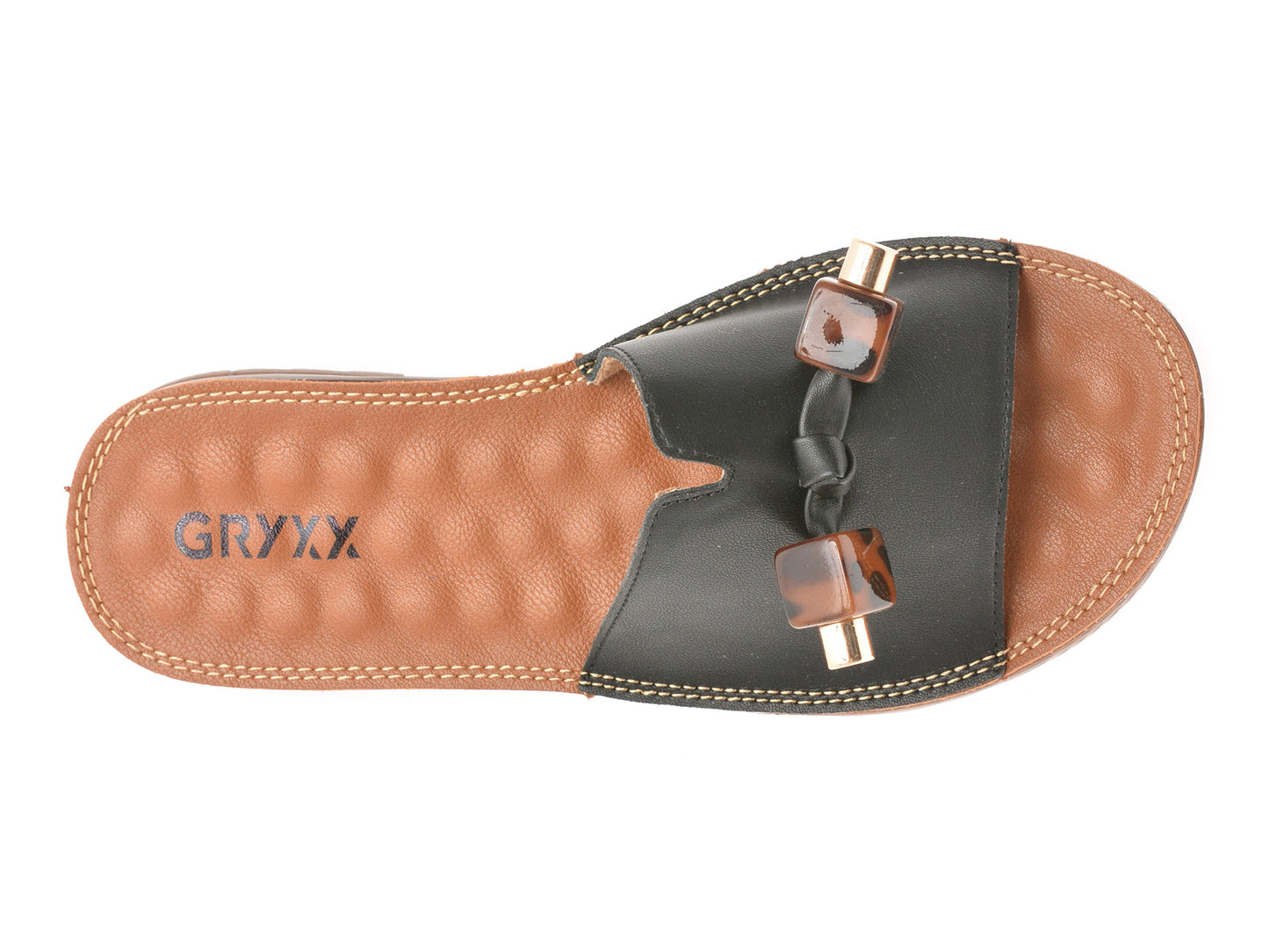 Papuci GRYXA gri, 82910, din piele naturala