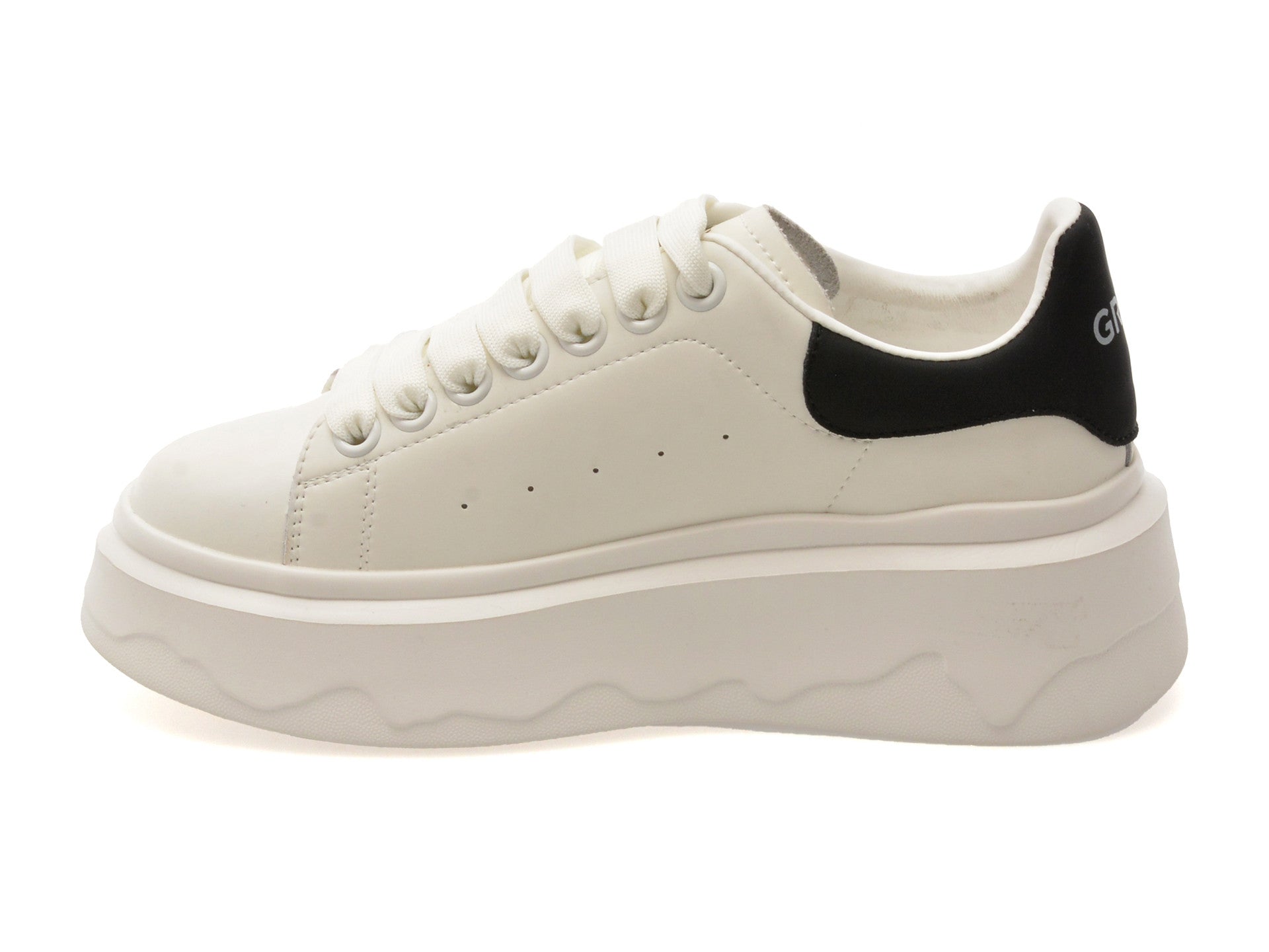 Pantofi sport GRYXA alb-negru, 3F612, din piele naturala