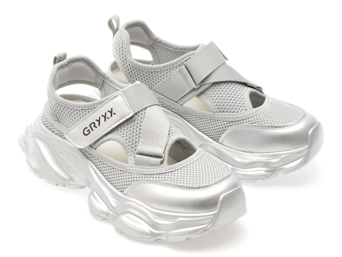 Pantofi sport GRYXA argintii, 537, din material textil