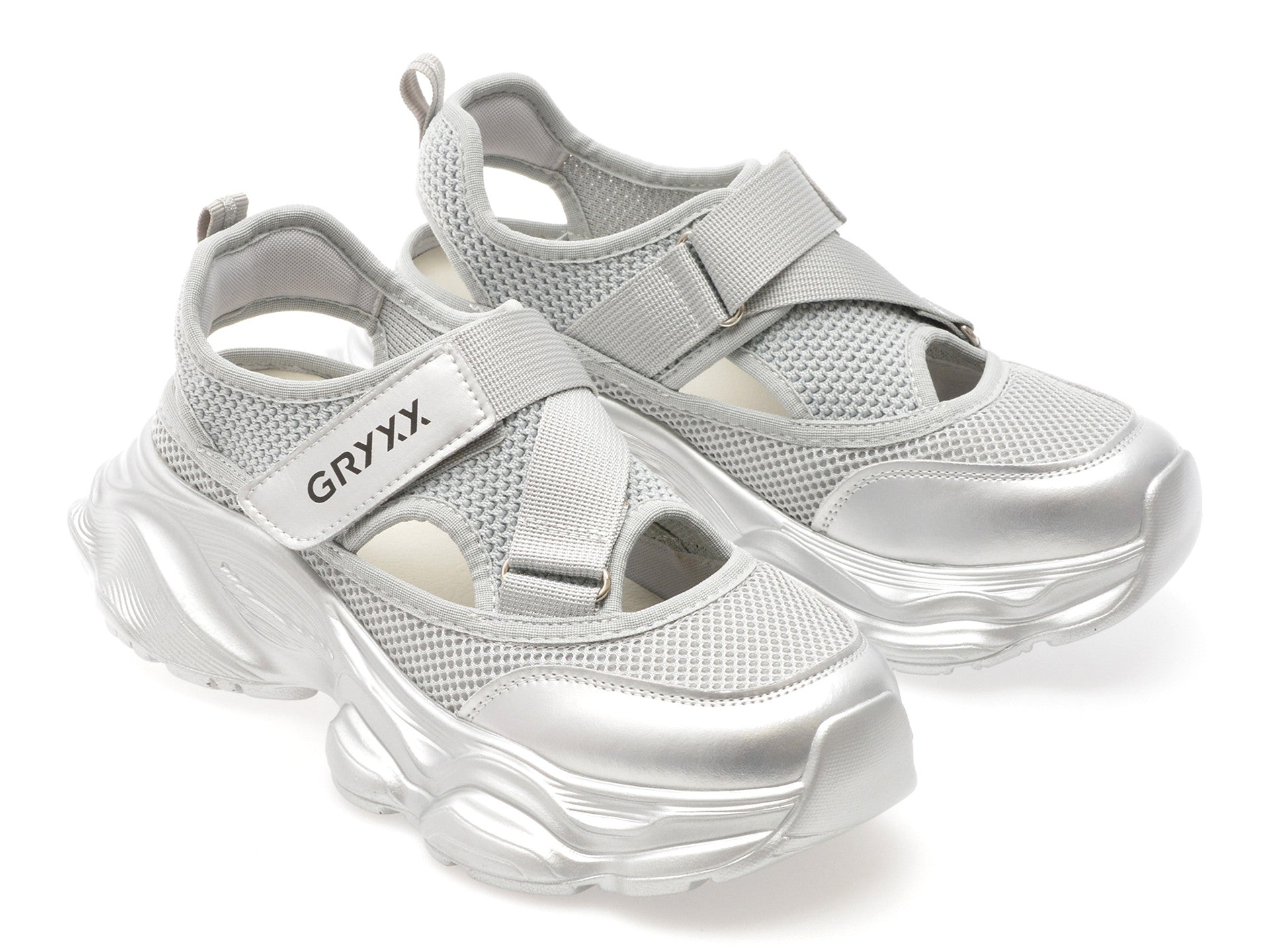 Pantofi sport GRYXA argintii, 537, din material textil