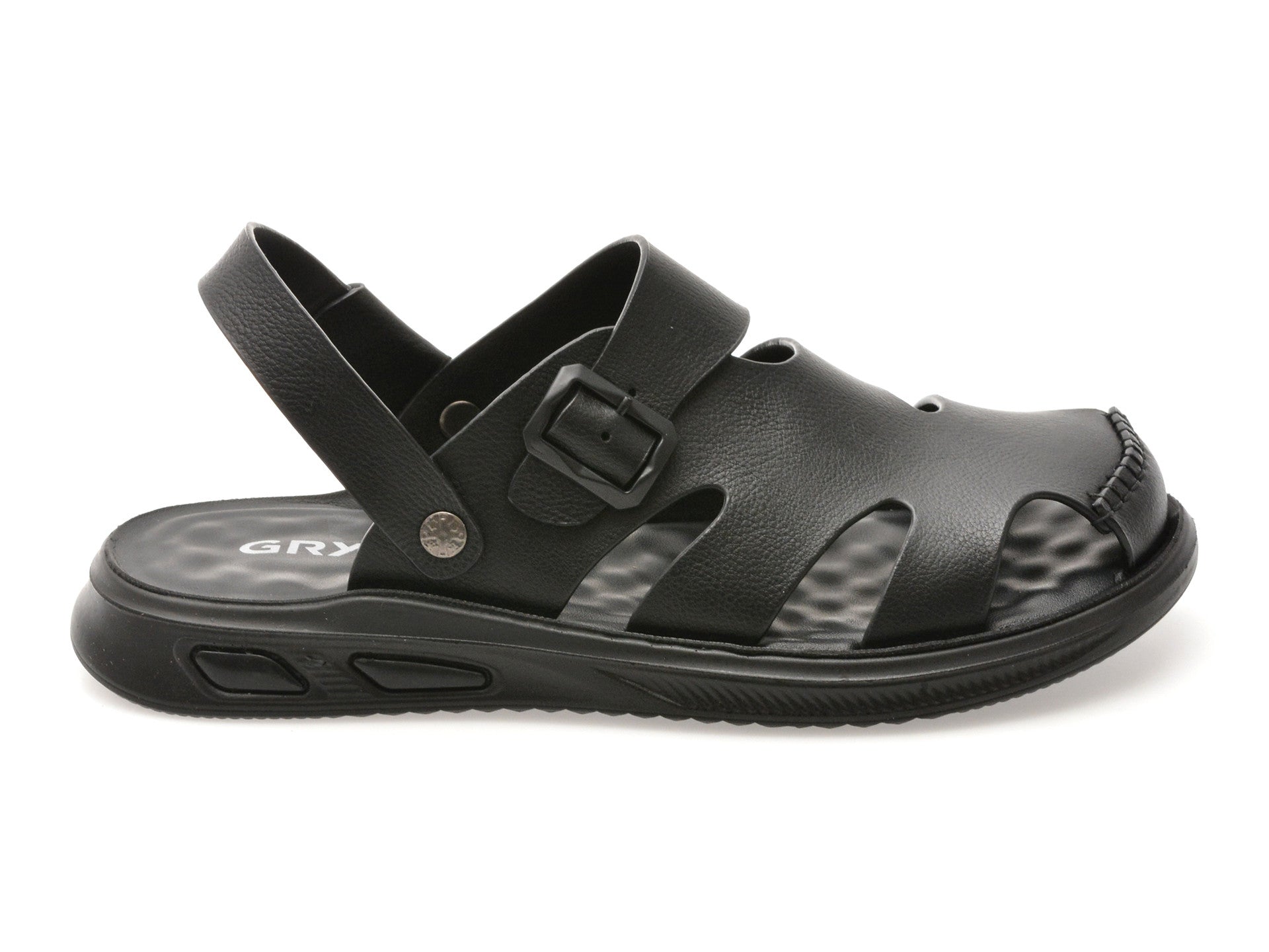 Sandale GRYXA negre, 25SS03, din piele naturala
