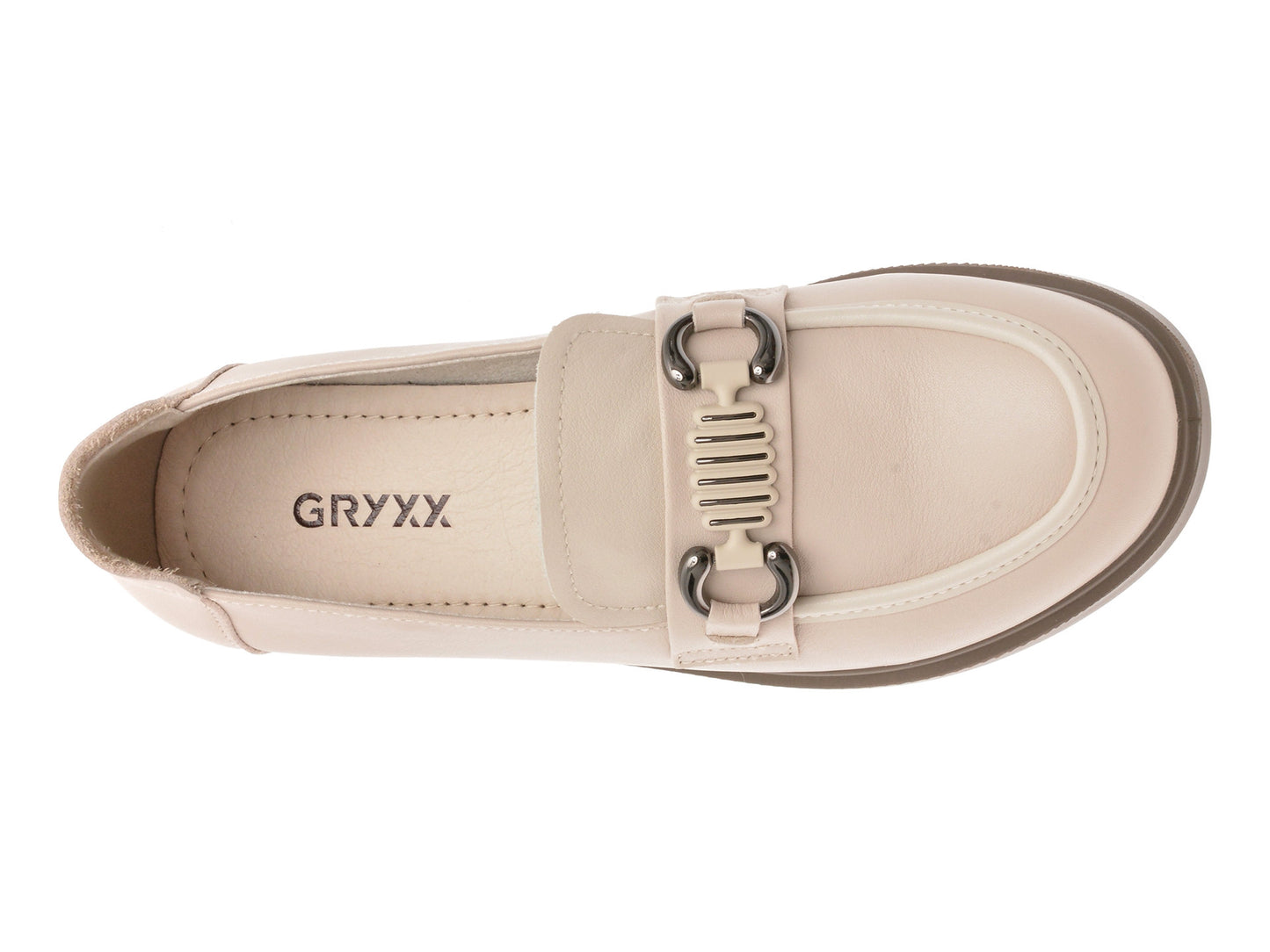 Mocasini GRYXA bej, 3778516, din piele naturala