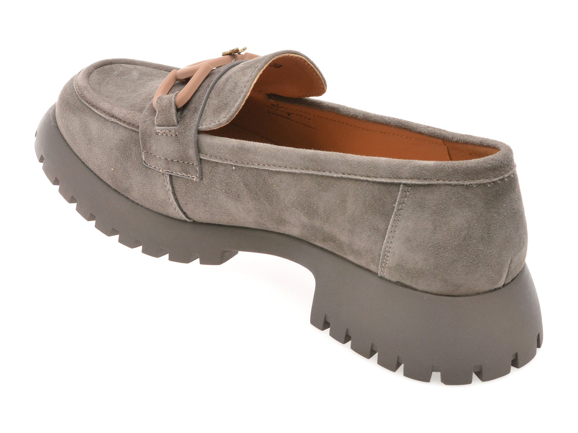 Mocasini GRYXA gri, V856G45, din piele intoarsa