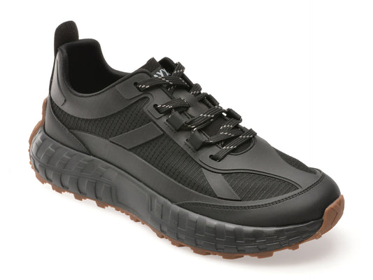 Pantofi sport GRYXA negri, A166, din material textil
