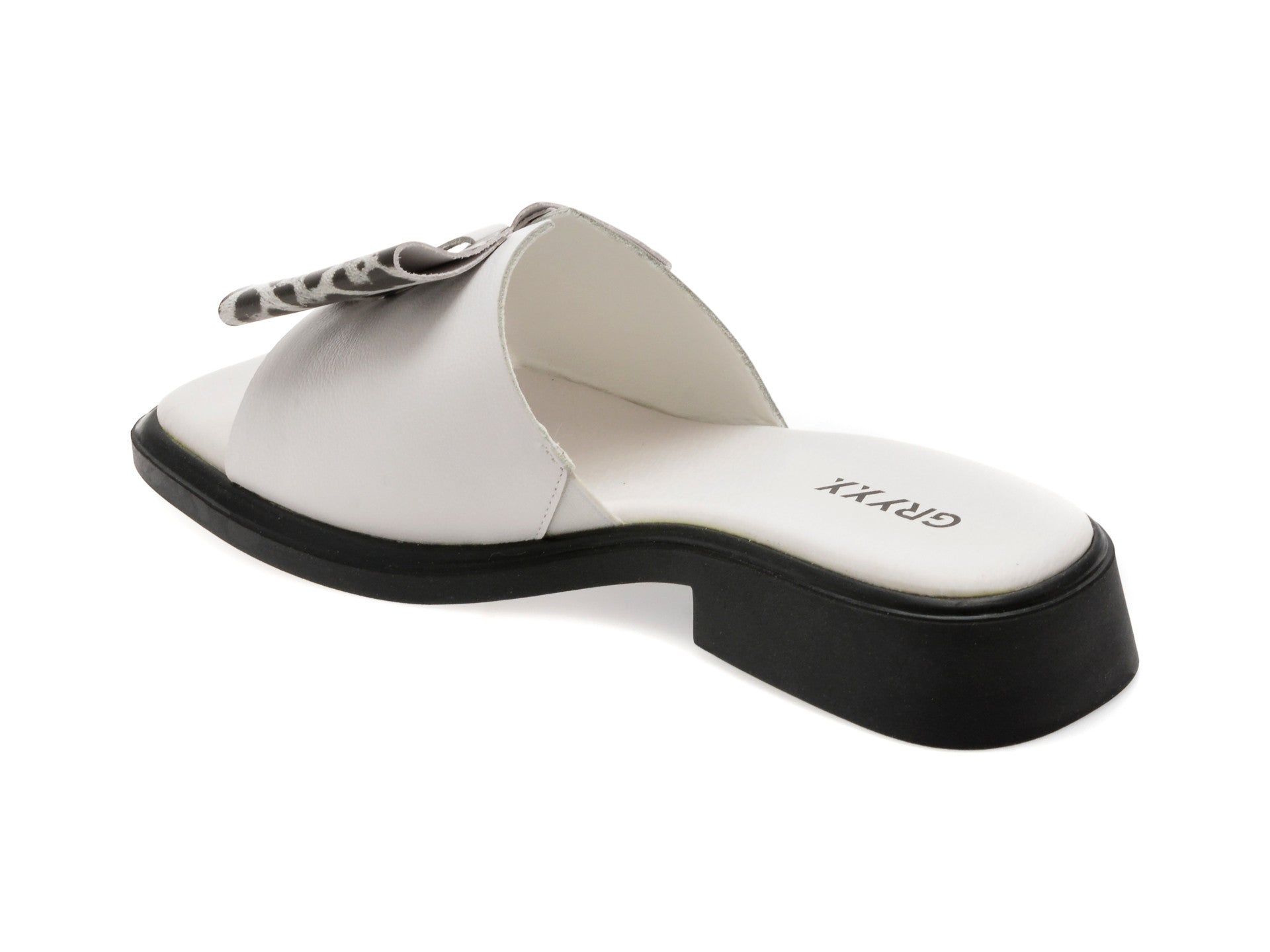 Papuci GRYXA albi, 6A038, din piele naturala