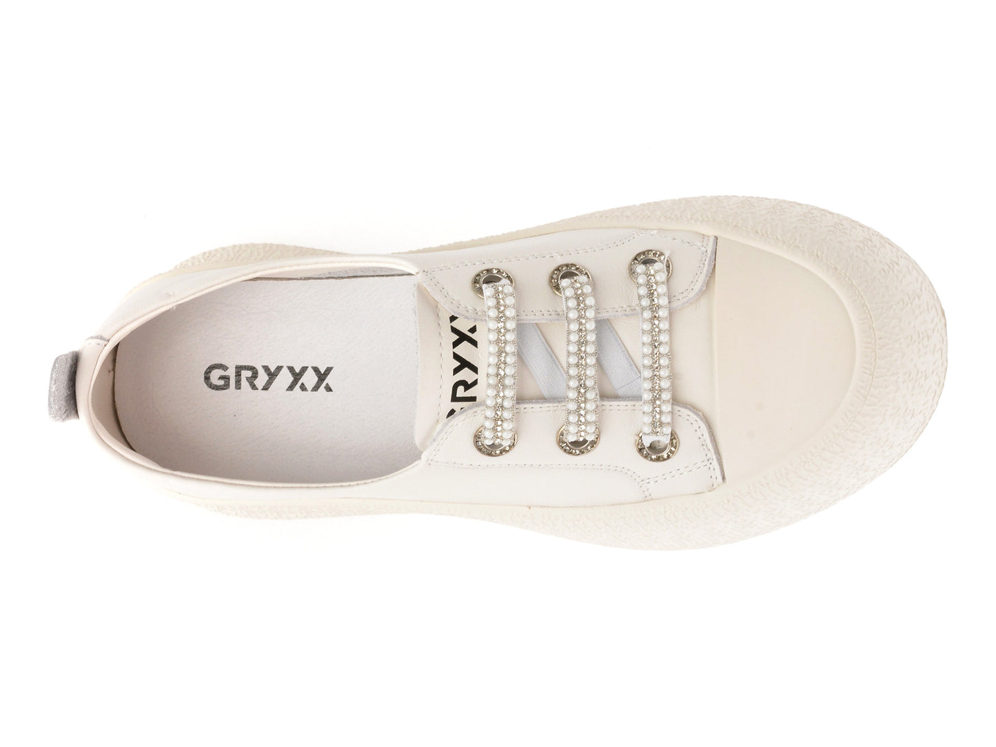 Pantofi sport GRYXA albi, 24992, din piele naturala