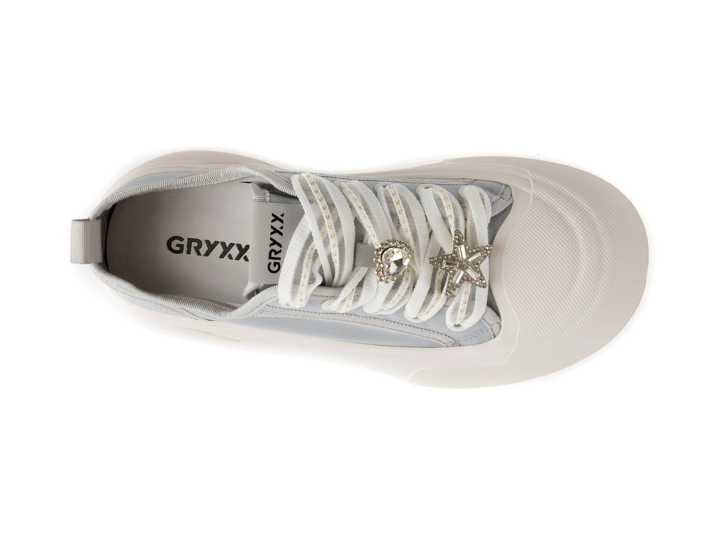 Pantofi sport GRYXA albi, 1092, din material textil