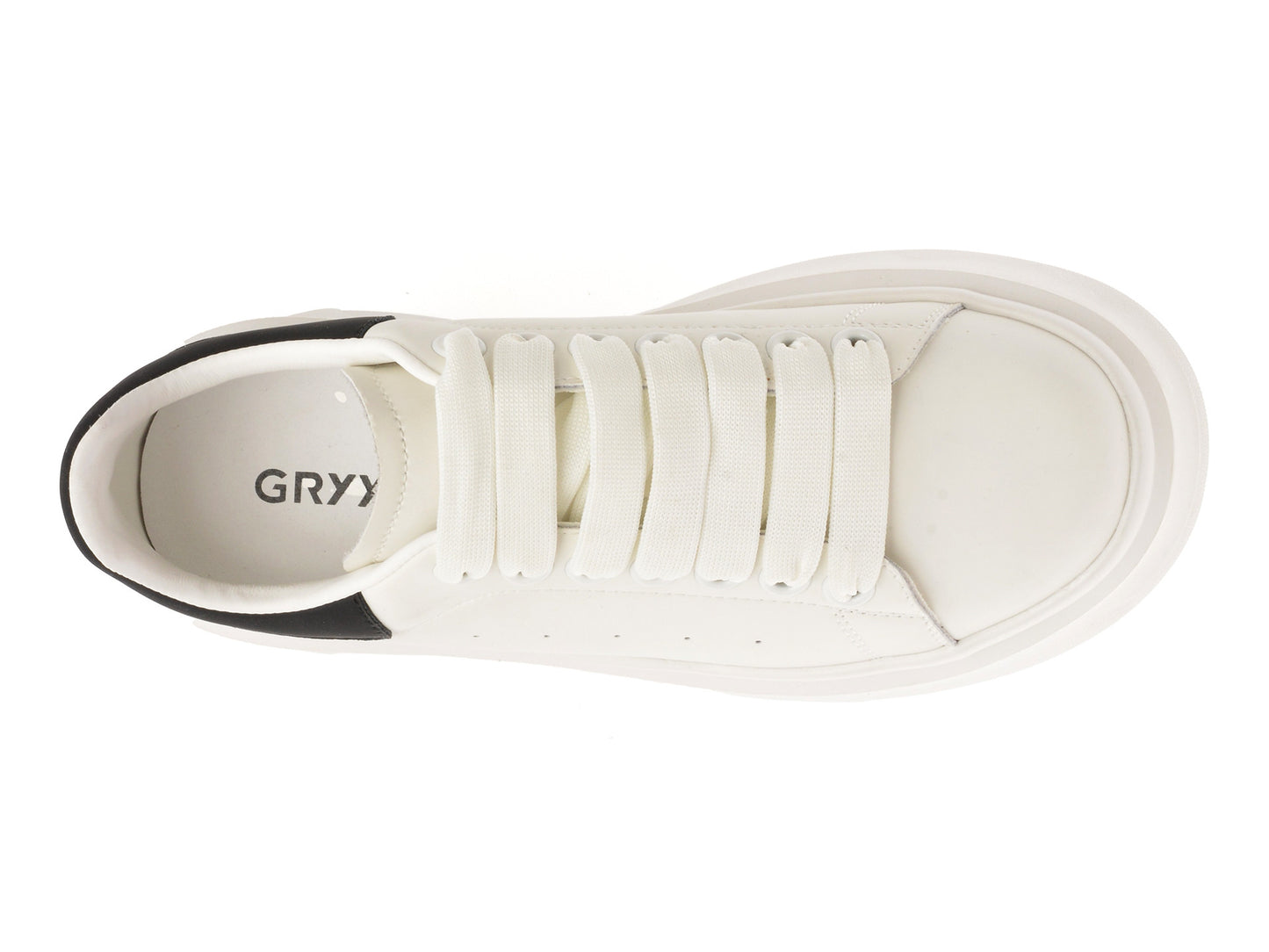 Pantofi sport GRYXA alb-negru, 3F612, din piele naturala