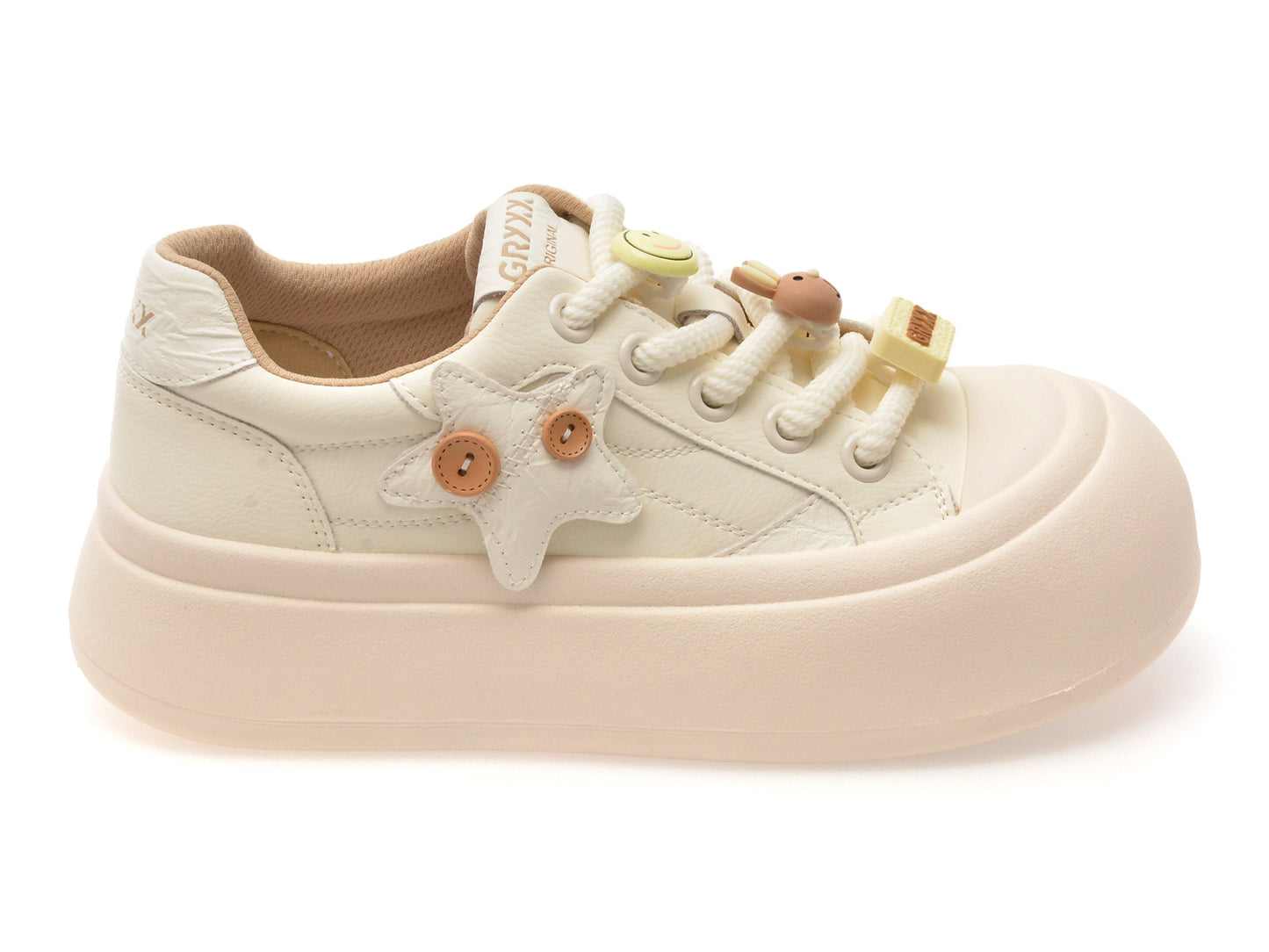 Pantofi sport GRYXA albi, 6857, din piele naturala