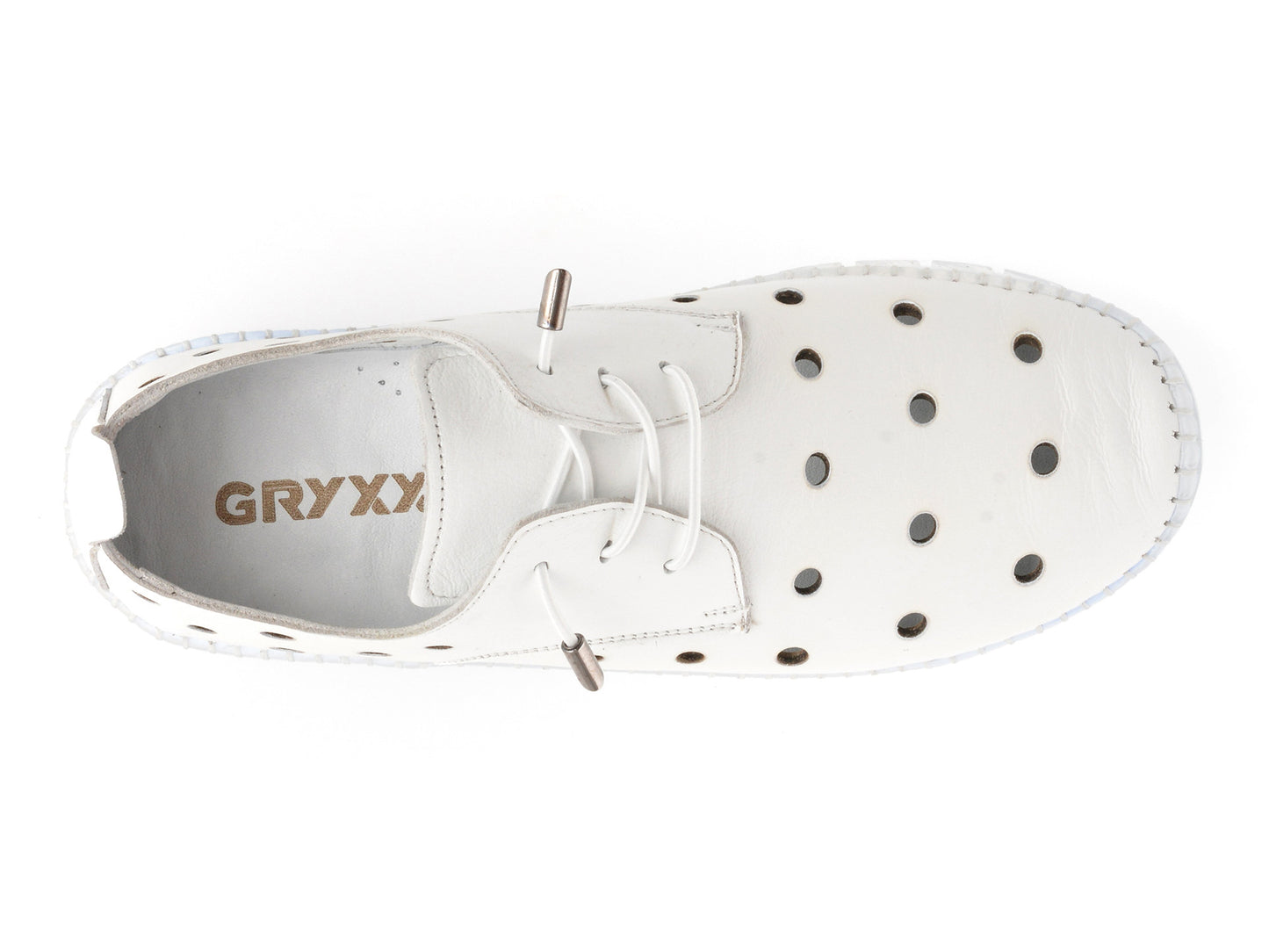 Pantofi GRYXA albi, MN8006, din piele naturala