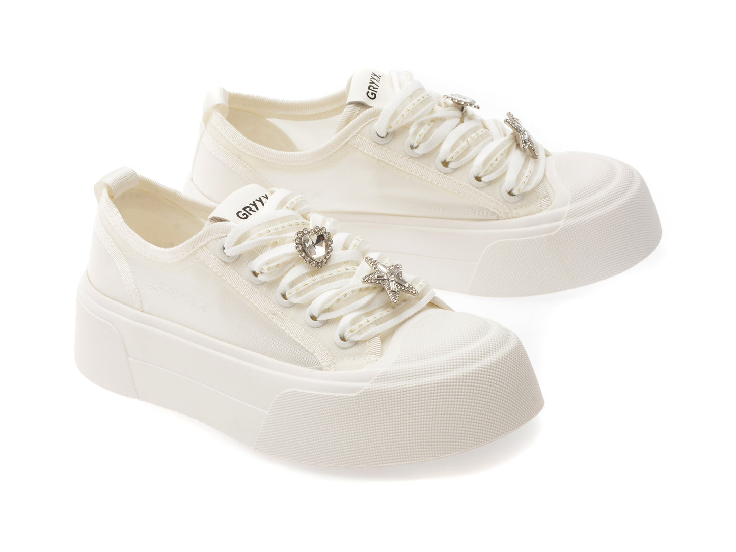 Pantofi sport GRYXA albi, 1092, din material textil