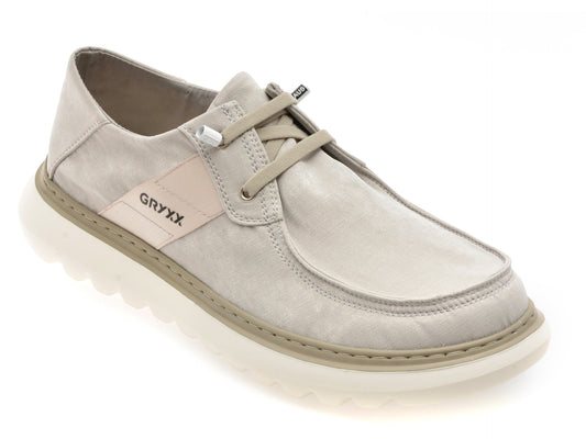 Mocasini GRYXA gri, T1119, din material textil