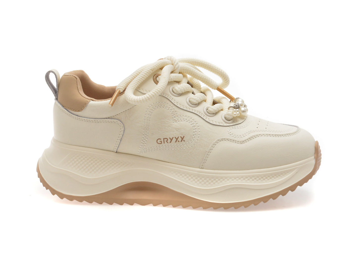 Pantofi sport GRYXA albi, 1165, din piele ecologica
