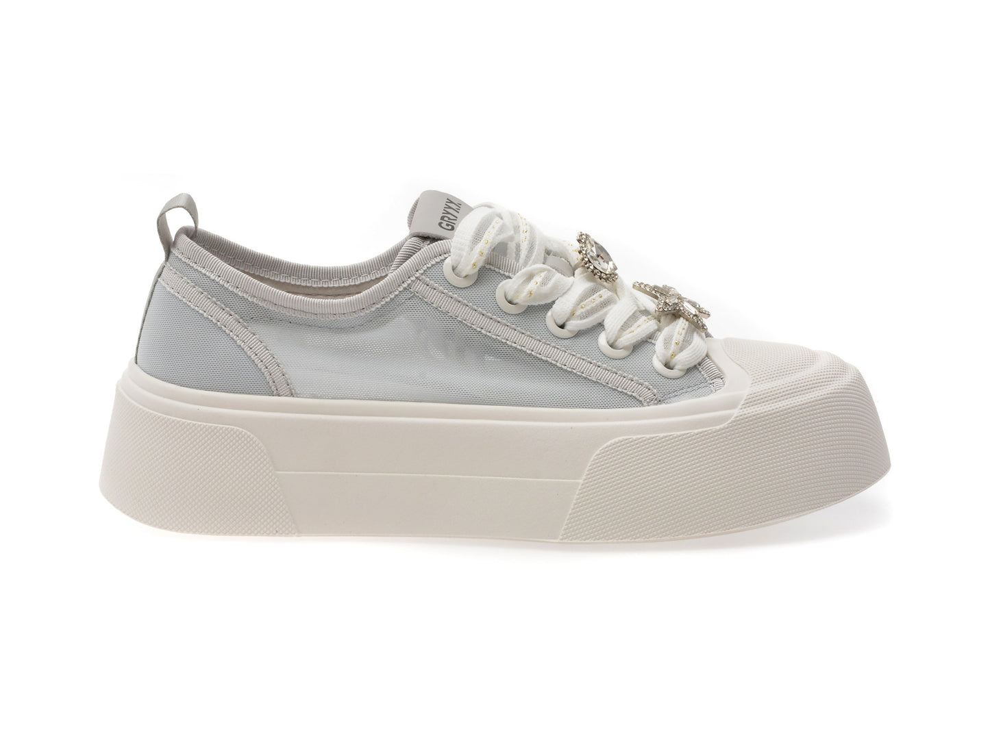 Pantofi sport GRYXA albi, 1092, din material textil