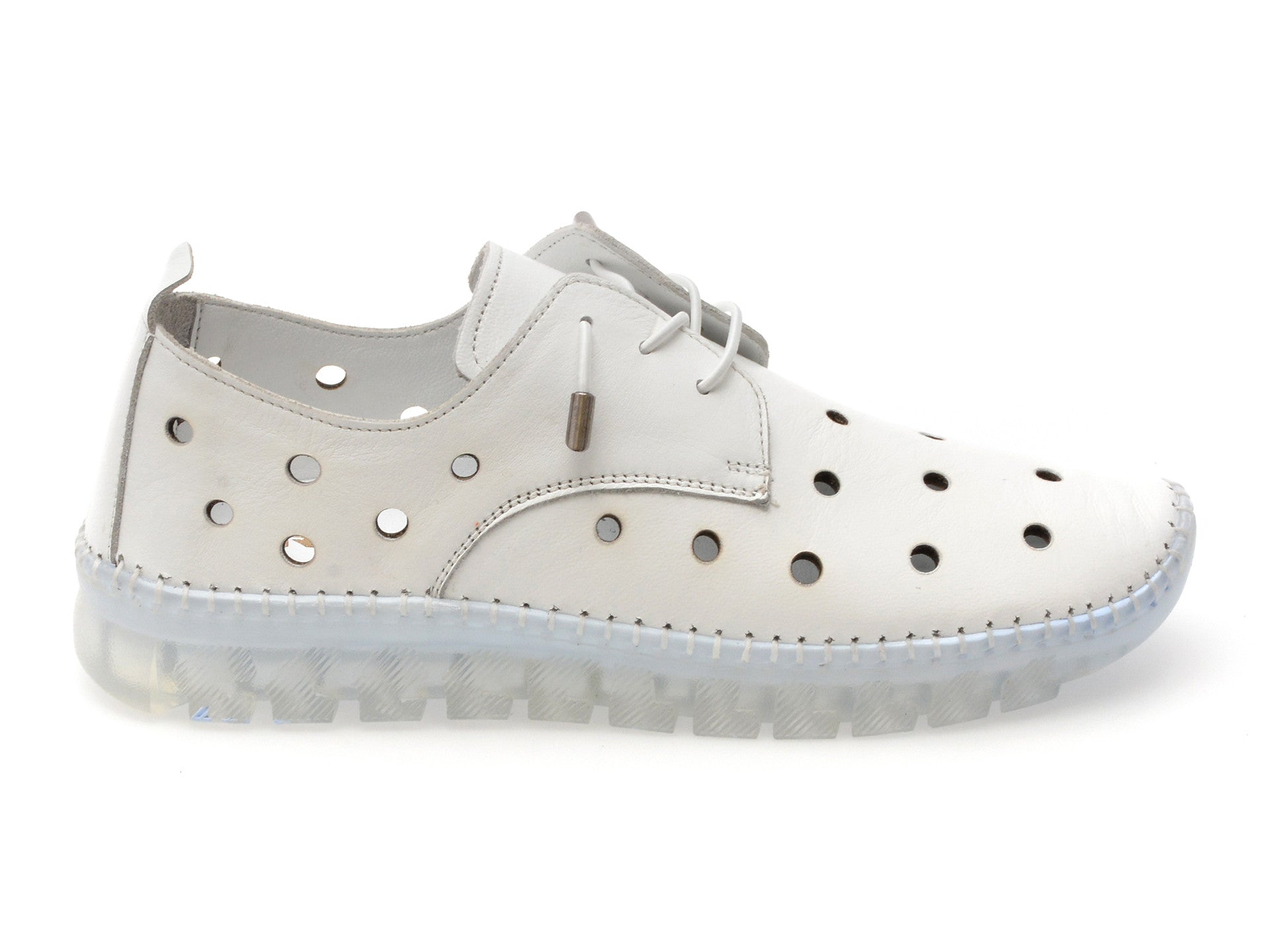 Pantofi GRYXA albi, MN8006, din piele naturala
