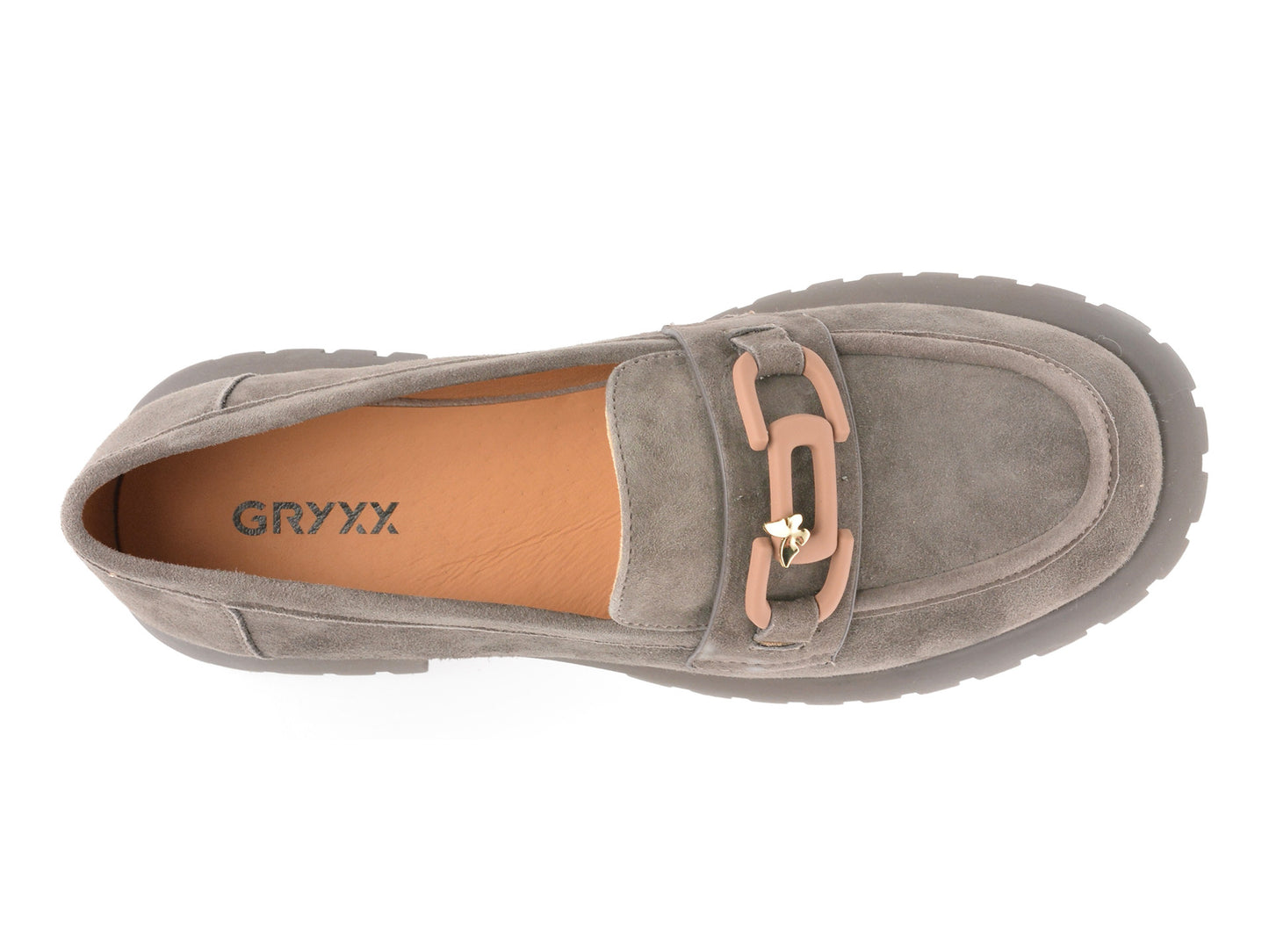 Mocasini GRYXA gri, V856G45, din piele intoarsa